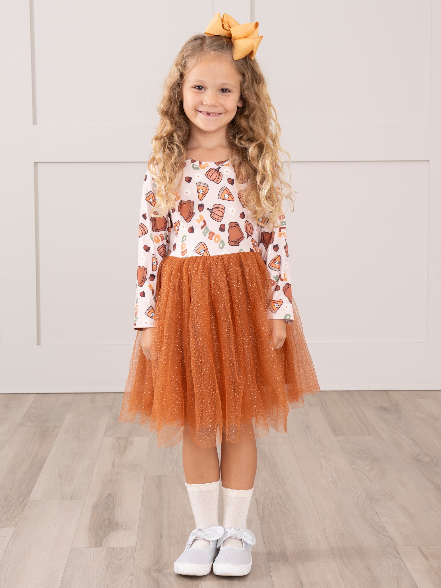 Bronze Thanksgiving Sparkle Tulle Dress - Marie Nicole Clothing