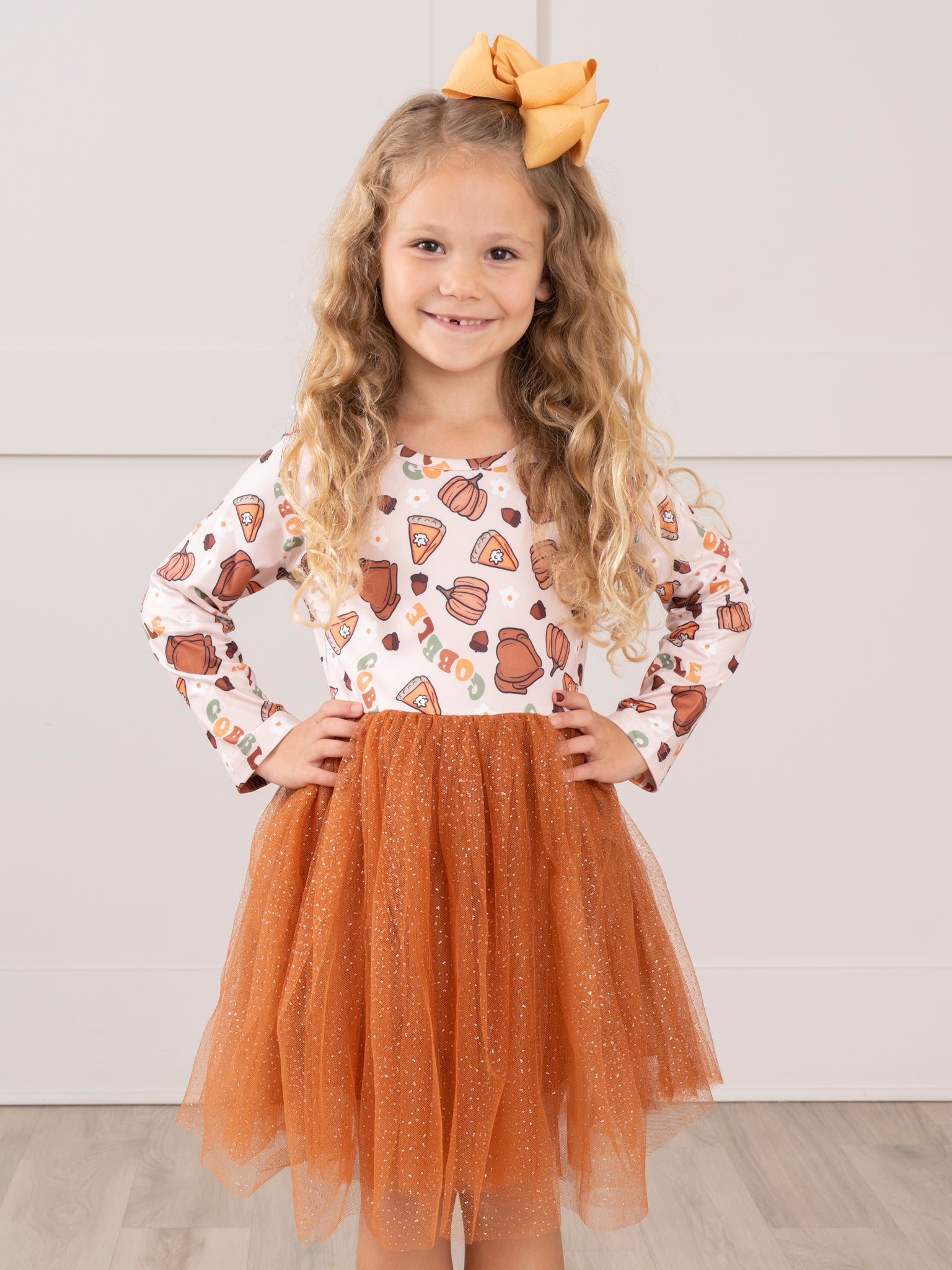 Bronze Thanksgiving Sparkle Tulle Dress - Marie Nicole Clothing