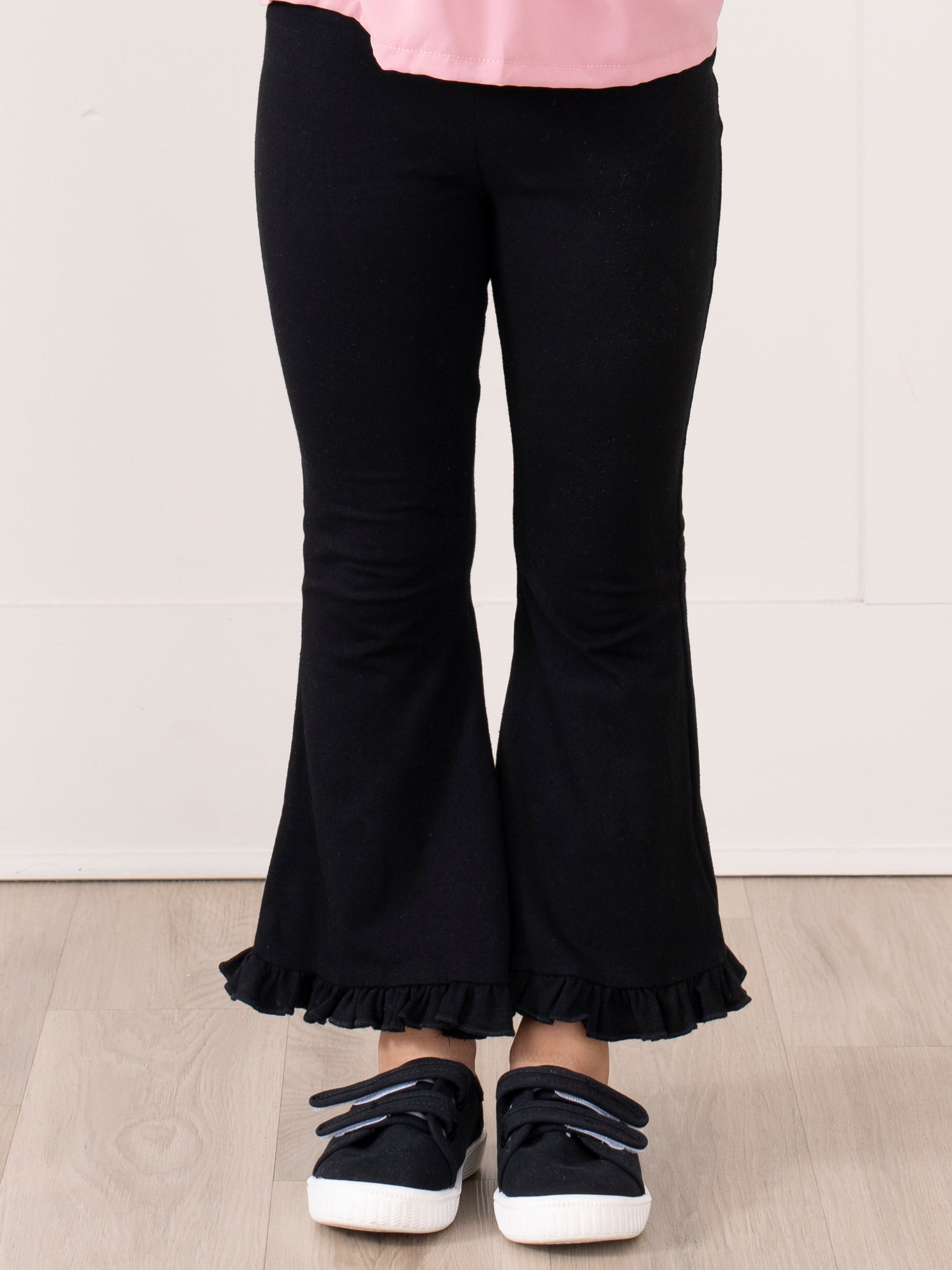 Cotton Ruffle Flare Pants - Black - Marie Nicole Clothing
