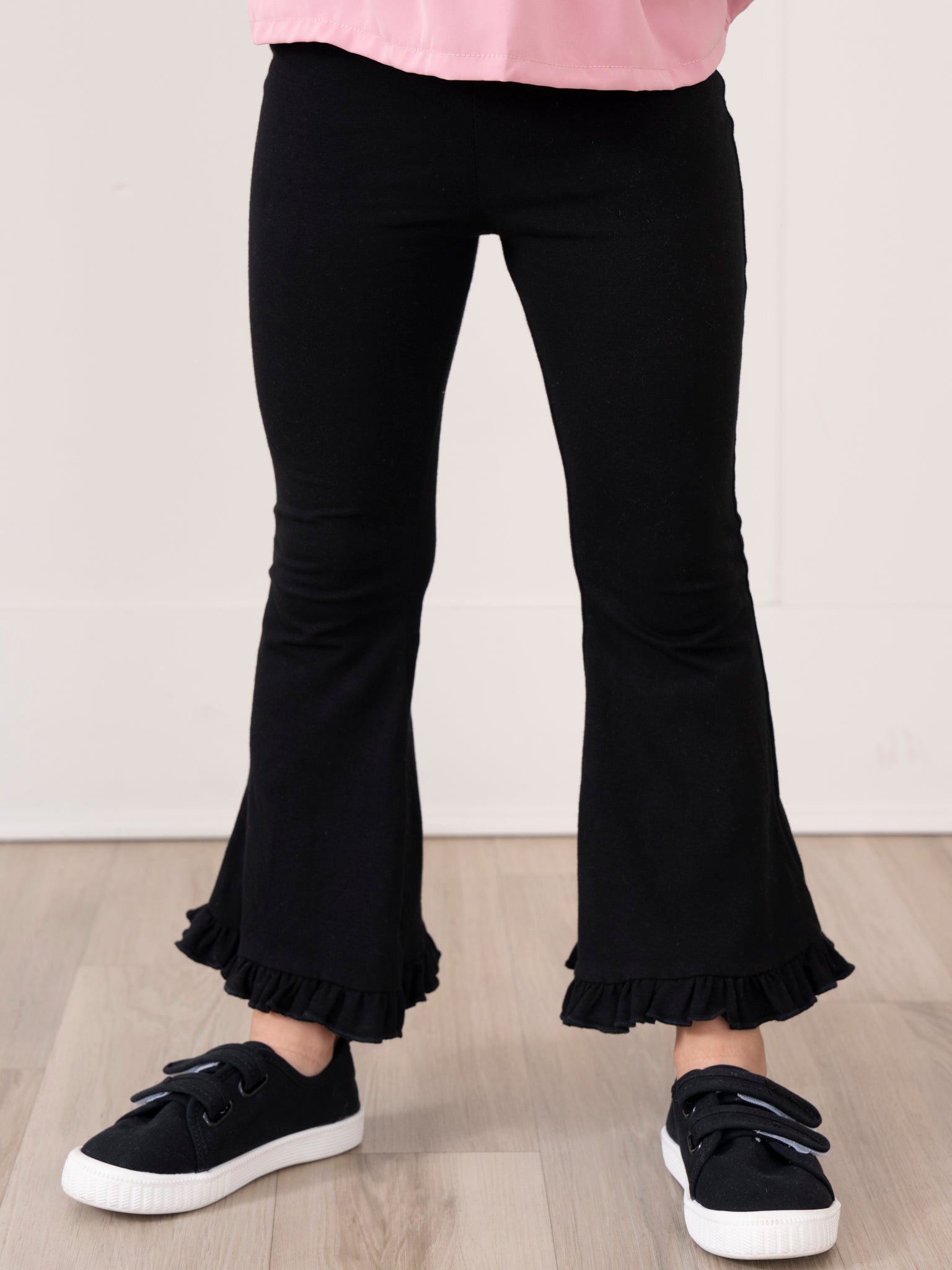 Cotton Ruffle Flare Pants - Black - Marie Nicole Clothing