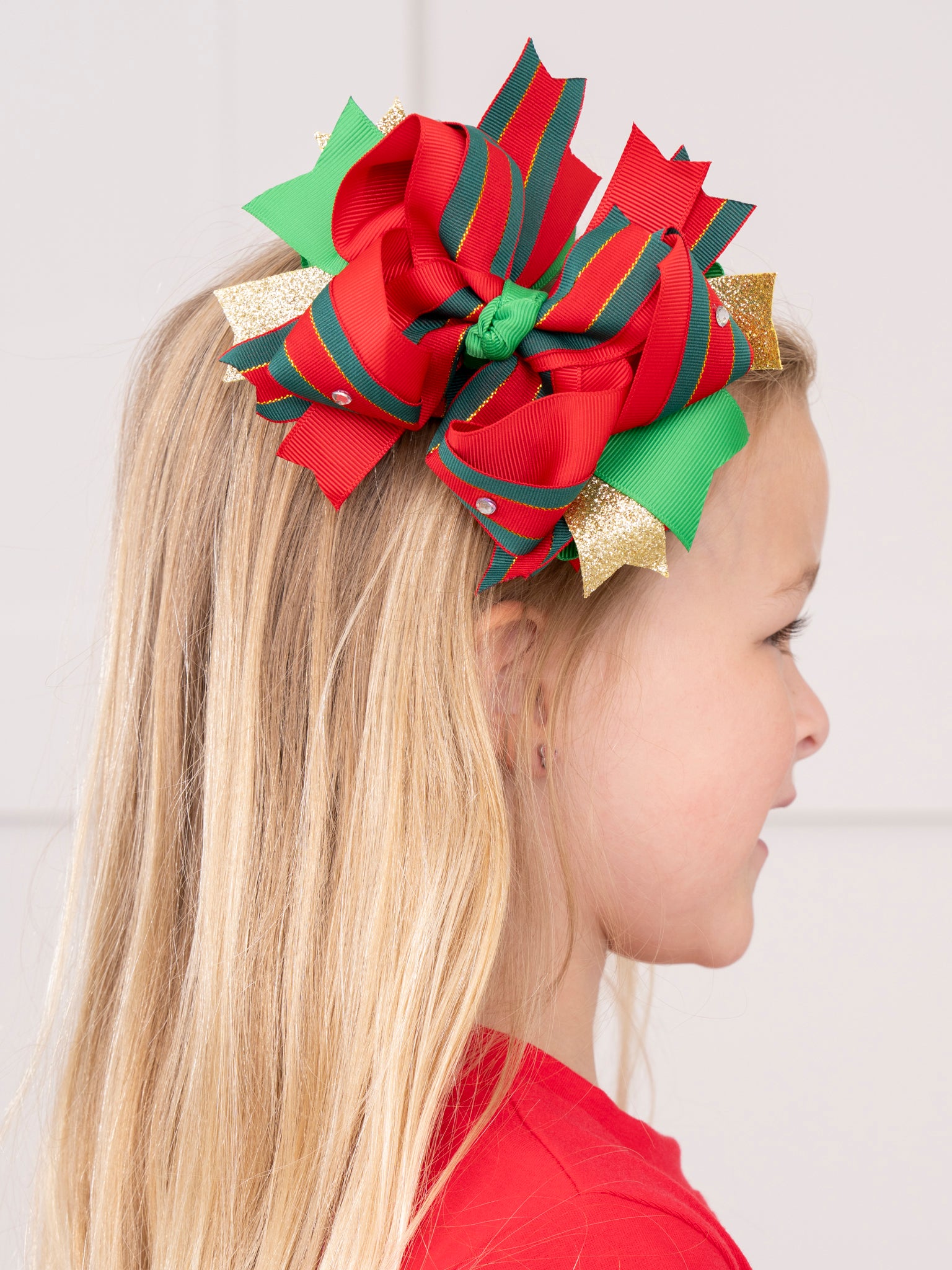 Christmas Striped Bow - Marie Nicole Clothing