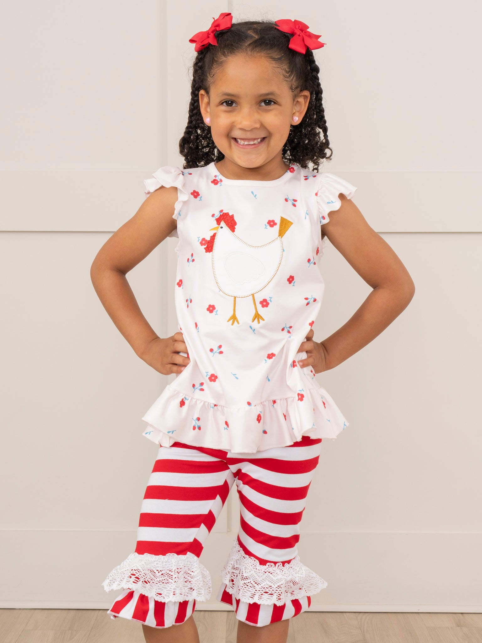 Red Floral Chicken Lace Outfit - Marie Nicole Clothing