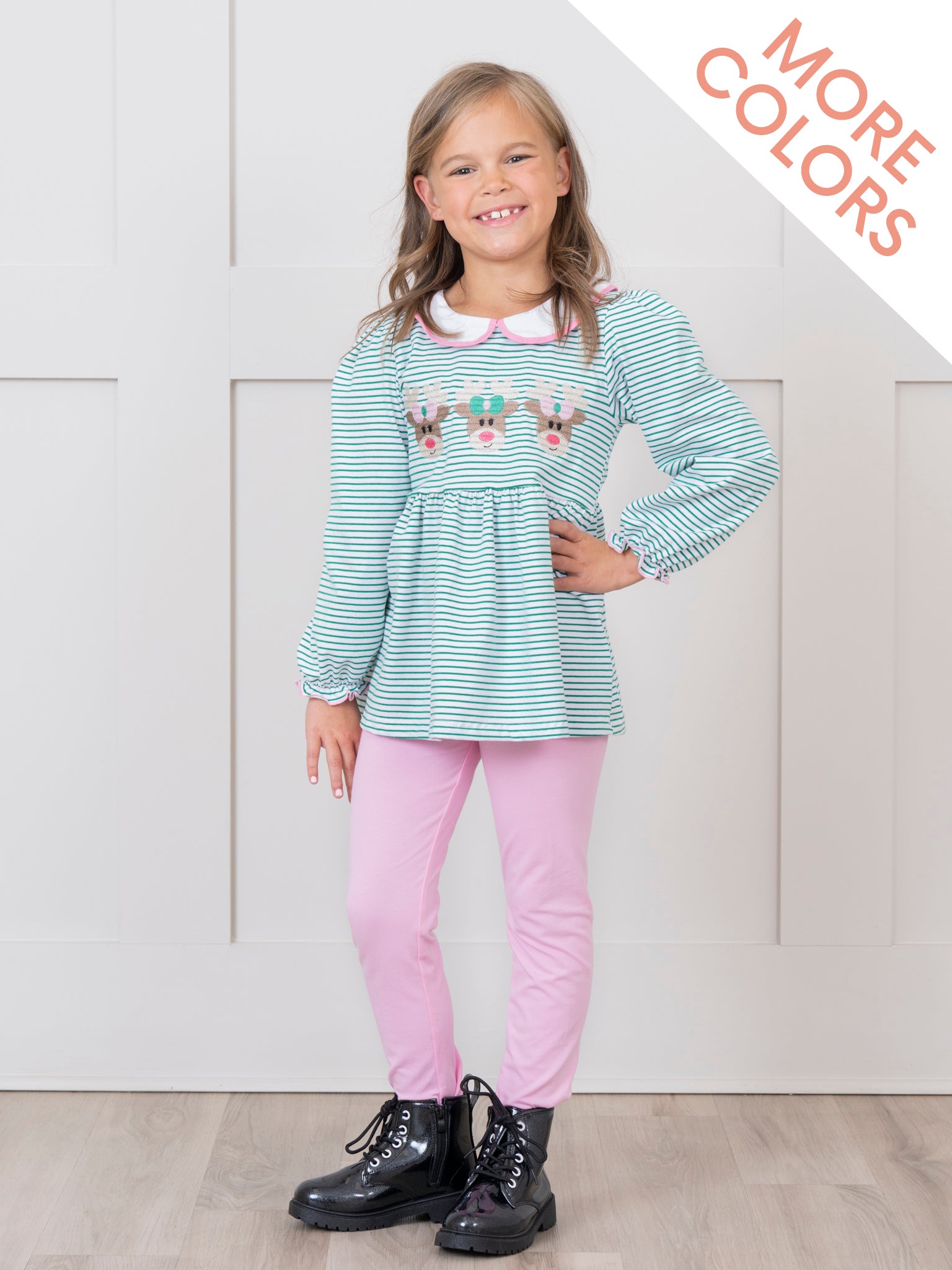 Jolly Stripes Embroidered Peplum Outfit - Marie Nicole Clothing