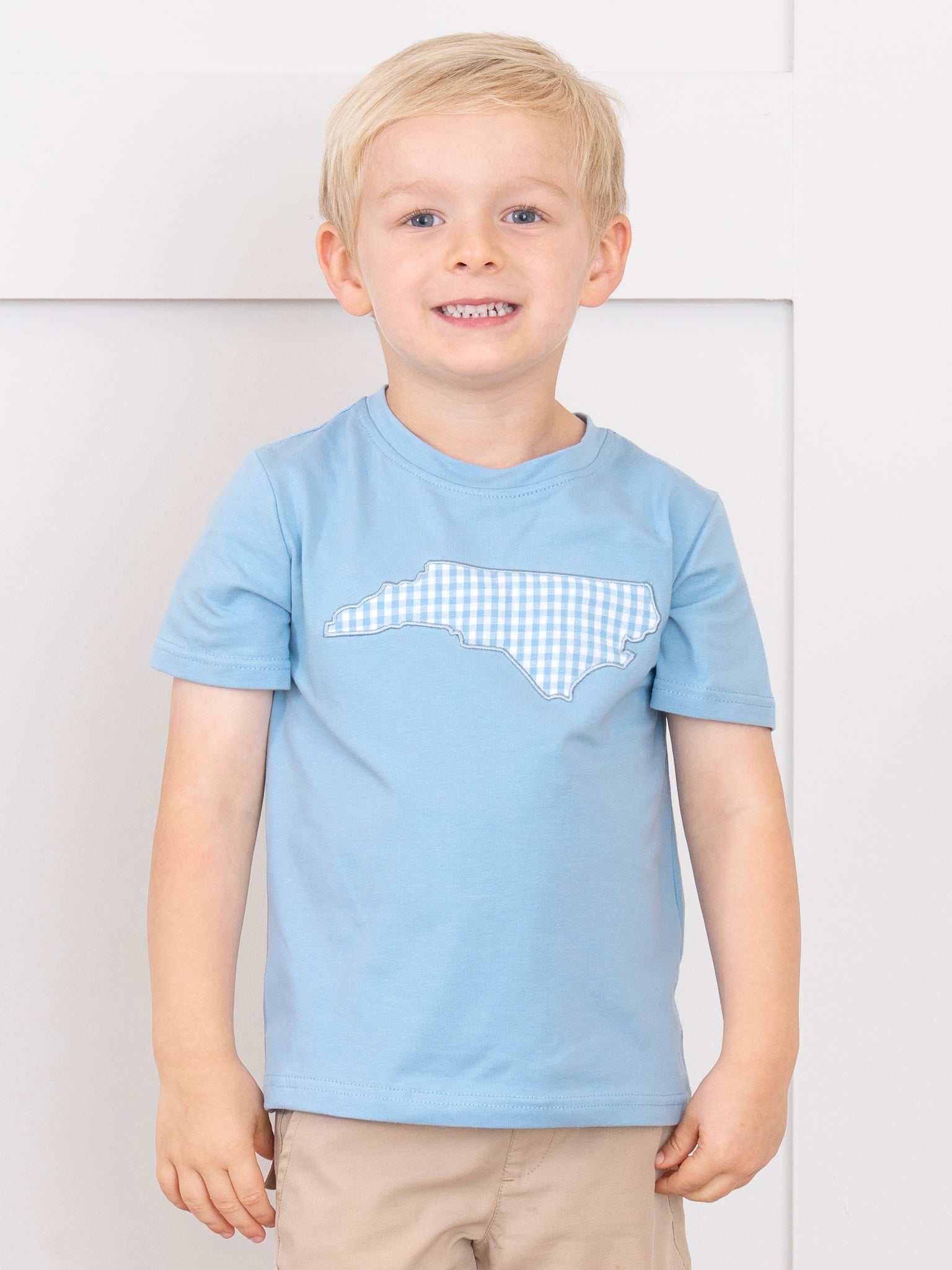 North Carolina Embroidered Gingham Shirt - Marie Nicole Clothing