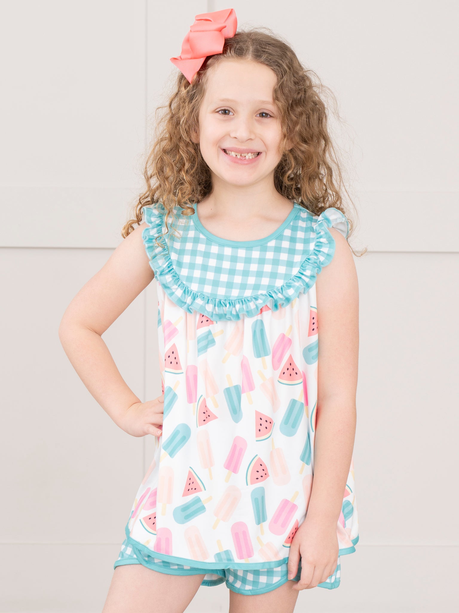 Summer Treats Gingham Ruffle Outfit - Marie Nicole Clothing