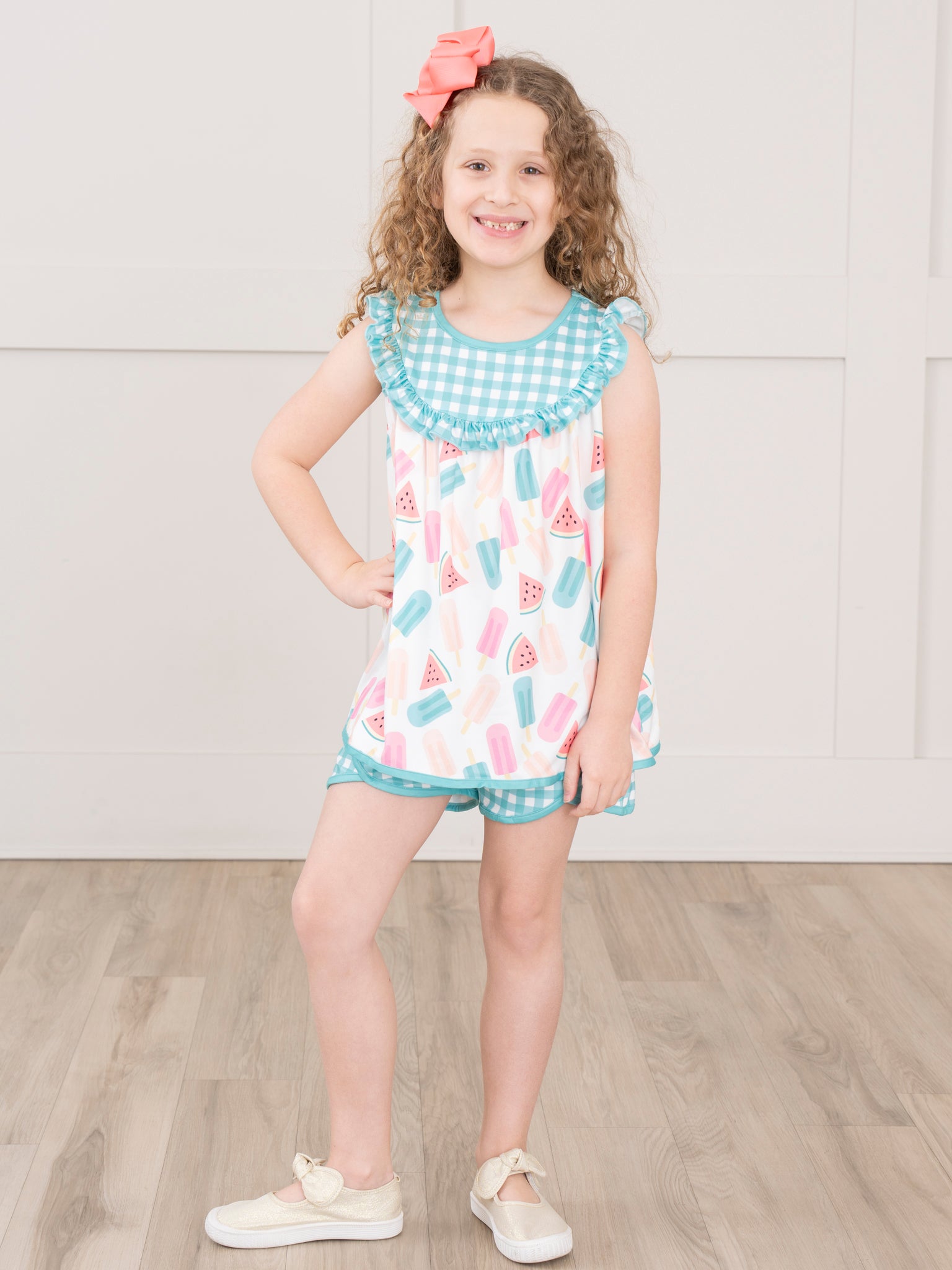 Summer Treats Gingham Ruffle Outfit - Marie Nicole Clothing