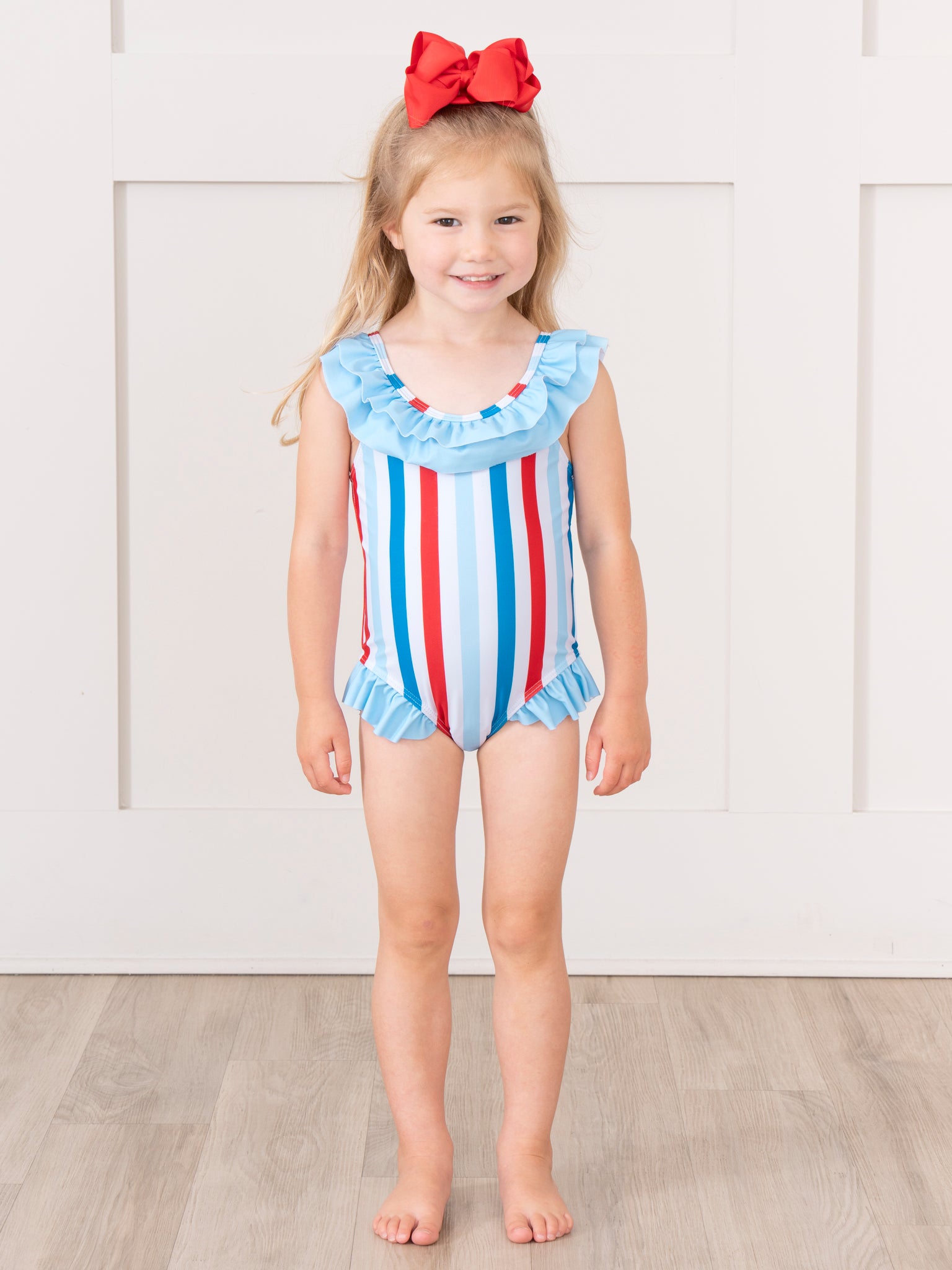Freedom Stripes Ruffle Swimsuit - Marie Nicole Clothing