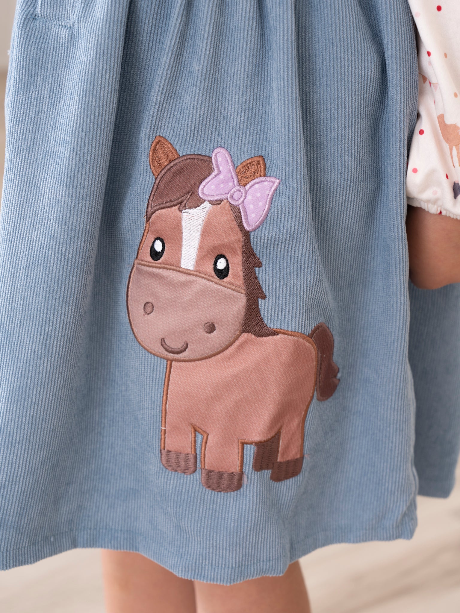 Corduroy Embroidered Little Pony Skirtall Set - Marie Nicole Clothing