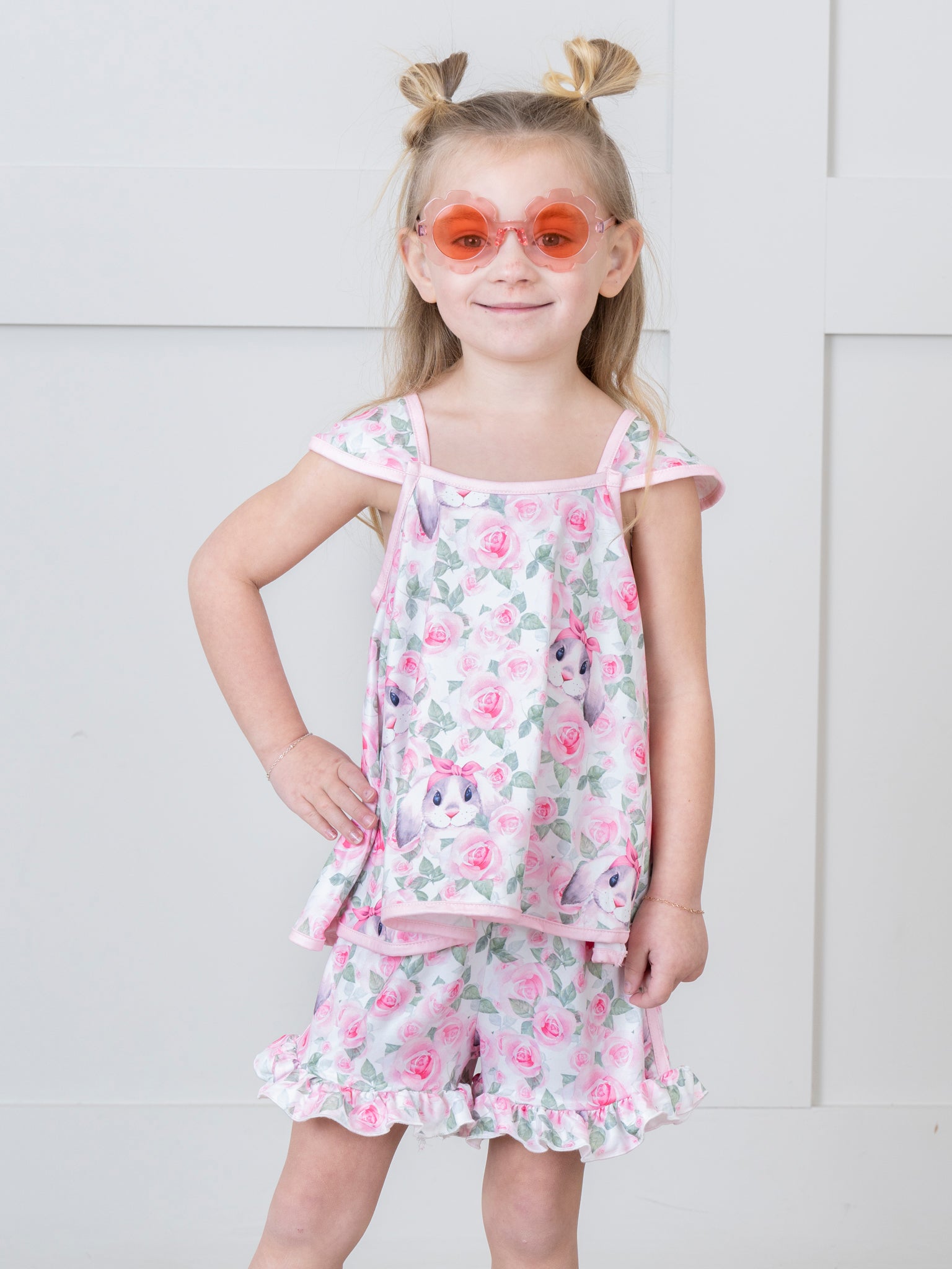 Bright Rose Bunny Tank Outfit - Marie Nicole Clothing