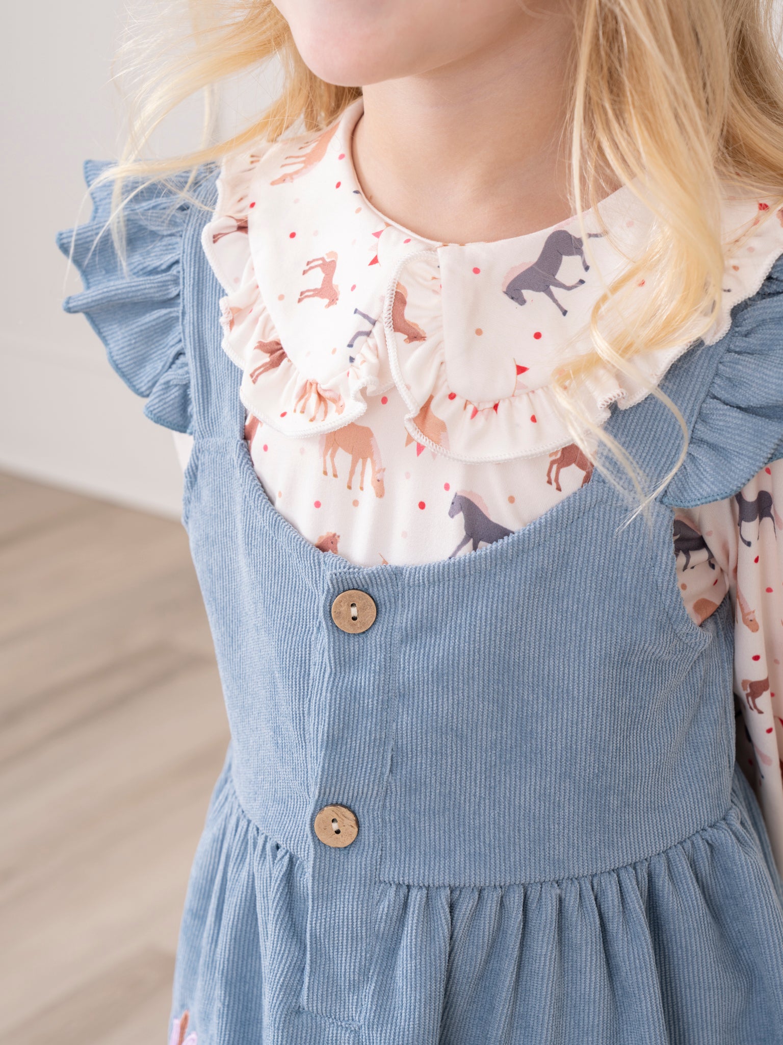 Corduroy Embroidered Little Pony Skirtall Set - Marie Nicole Clothing