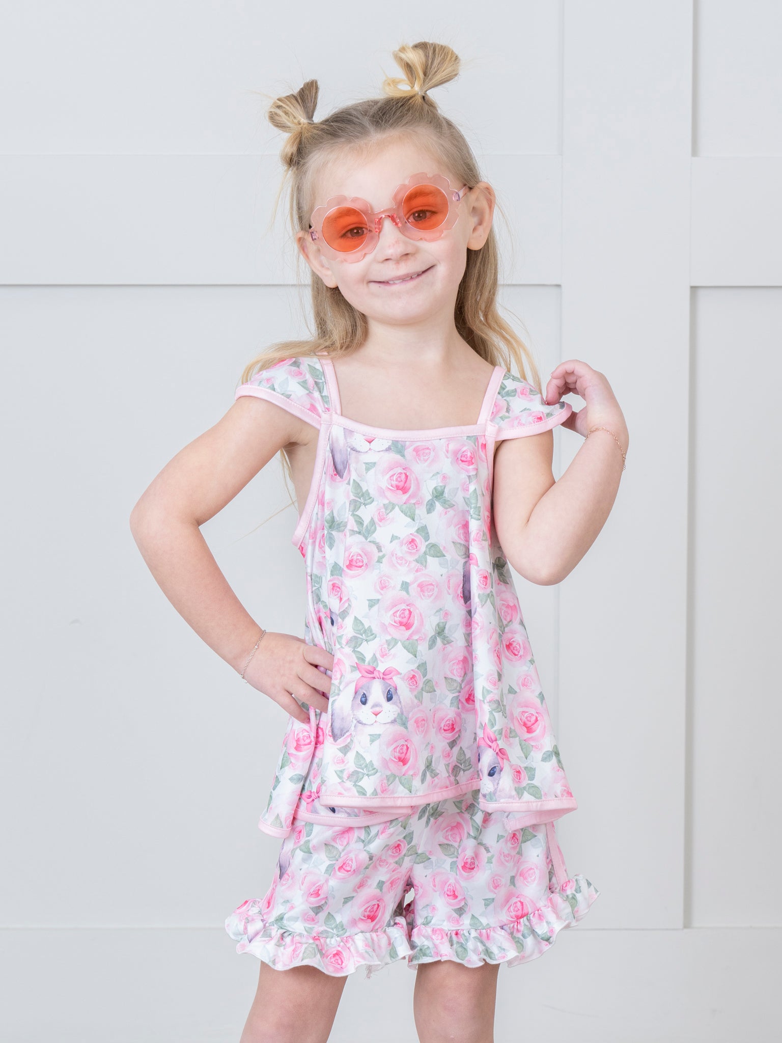 Bright Rose Bunny Tank Outfit - Marie Nicole Clothing