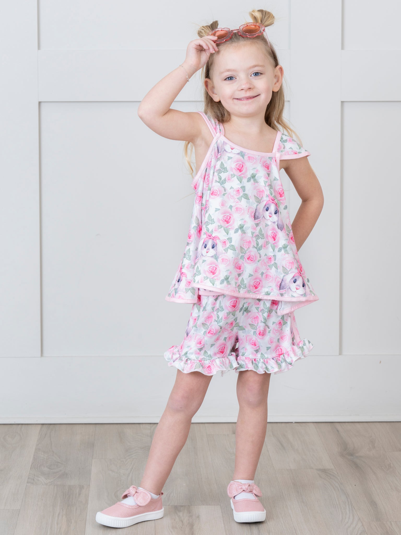 Bright Rose Bunny Tank Outfit - Marie Nicole Clothing