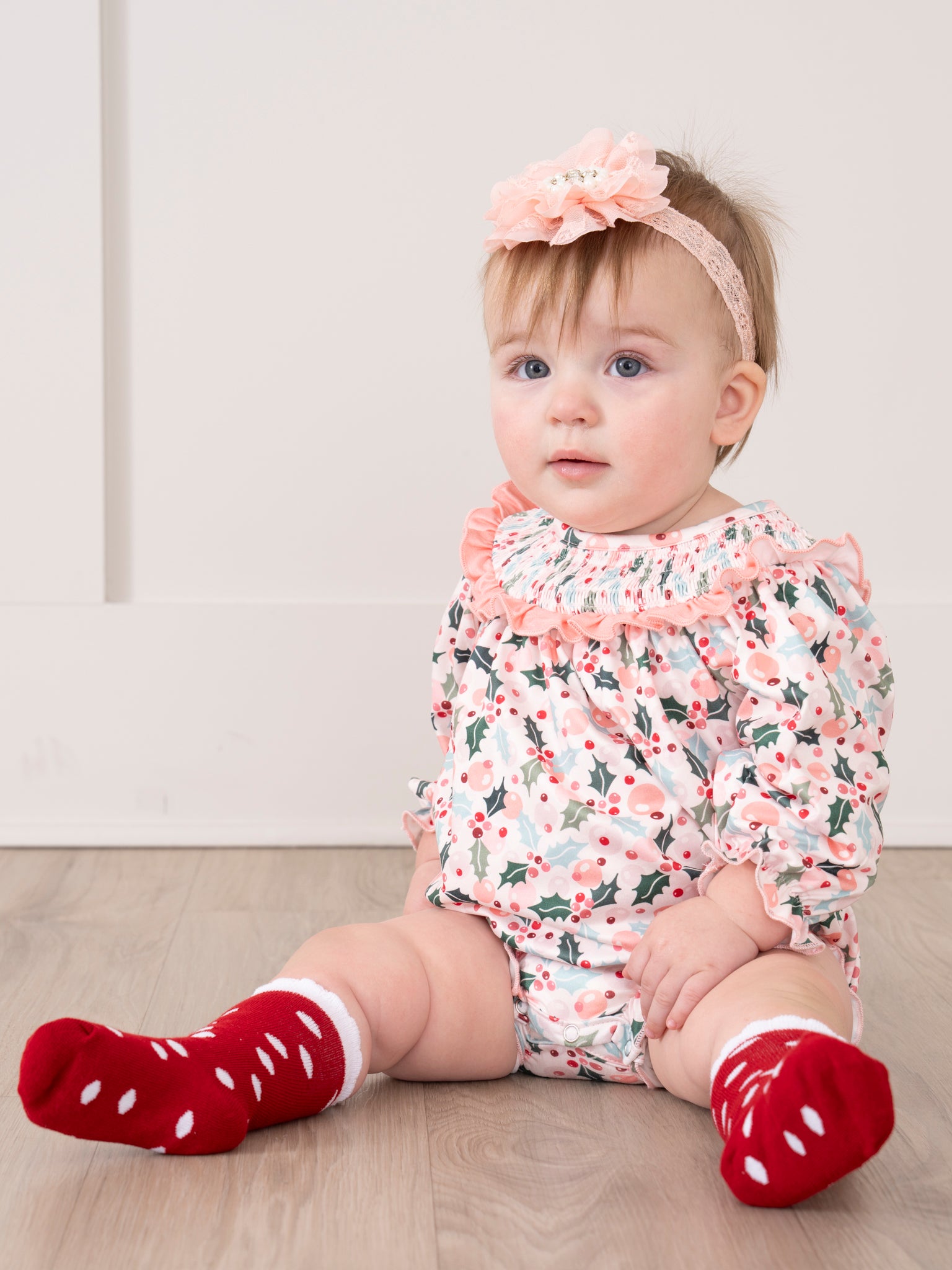 Pink Holly Bunches Ruffle Bubble Romper - Marie Nicole Clothing