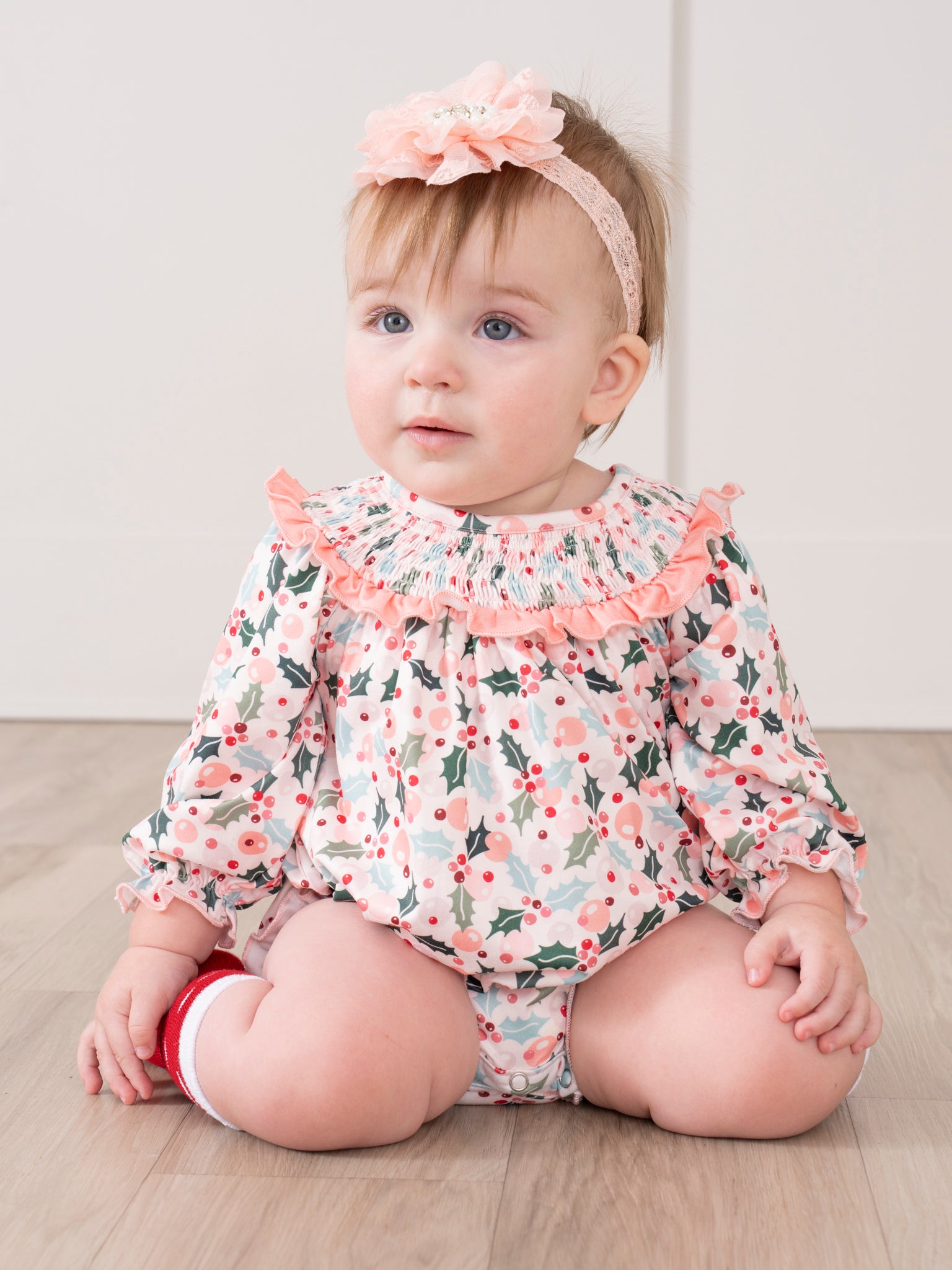 Pink Holly Bunches Ruffle Bubble Romper - Marie Nicole Clothing