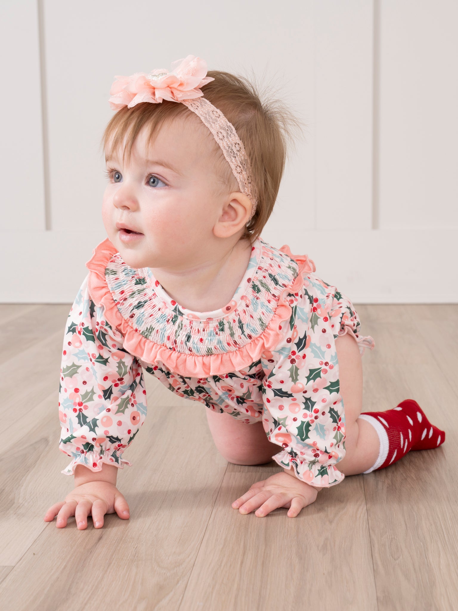 Pink Holly Bunches Ruffle Bubble Romper - Marie Nicole Clothing