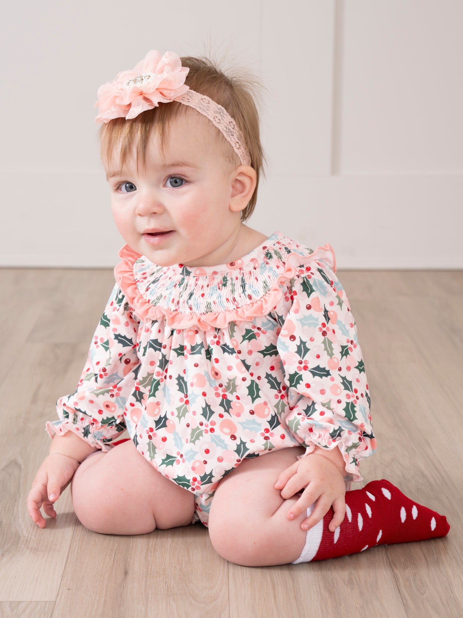 Pink Holly Bunches Ruffle Bubble Romper - Marie Nicole Clothing