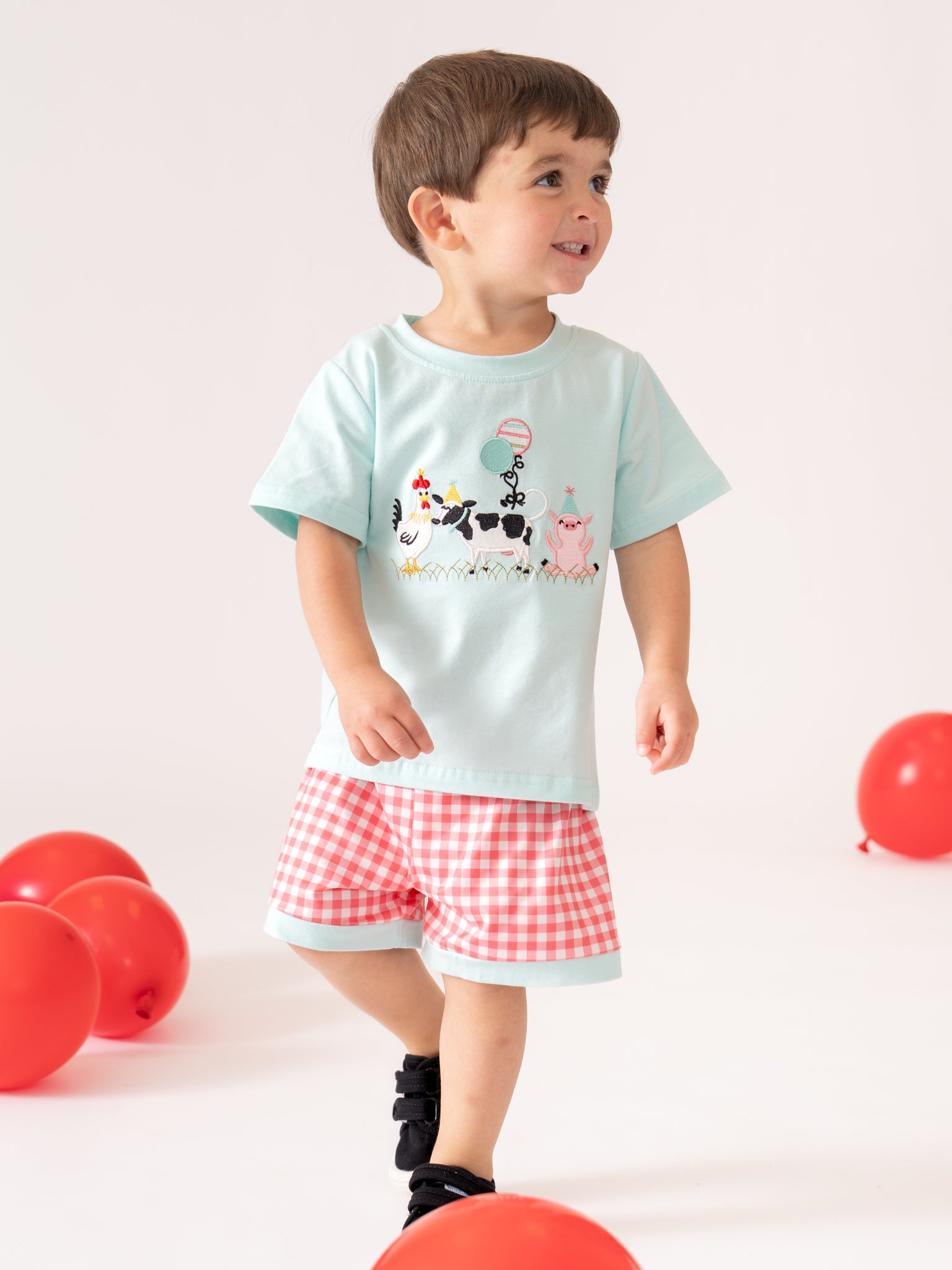 Barnyard Balloon Embroidered Outfit - Marie Nicole Clothing