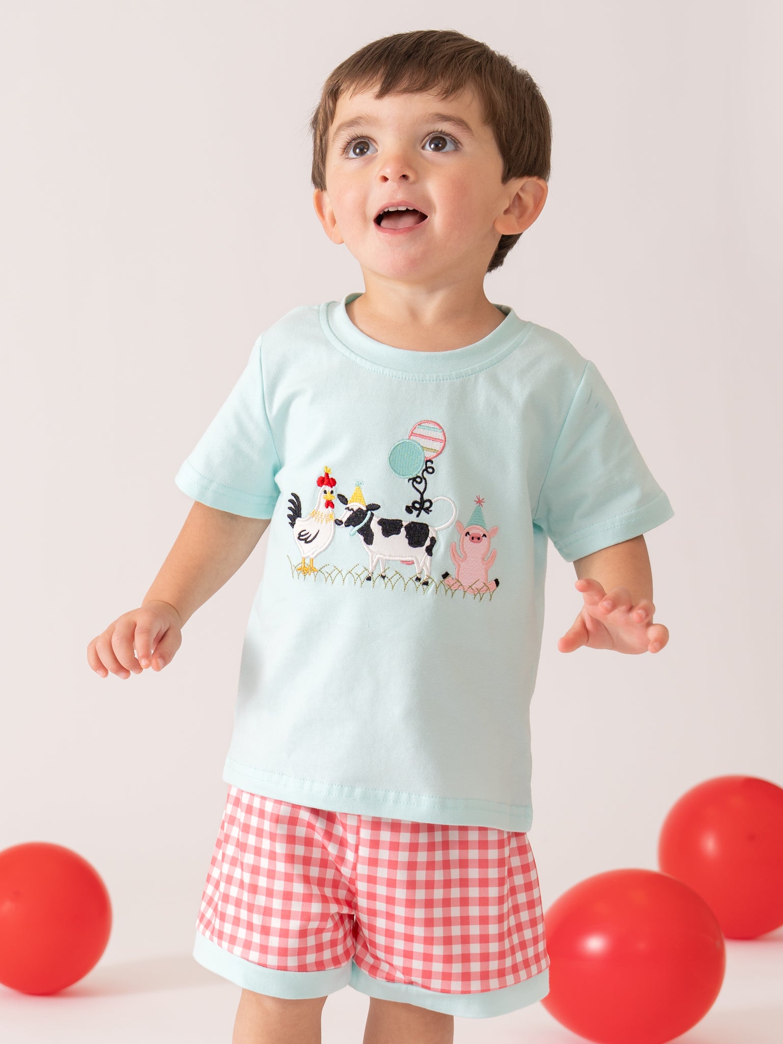 Barnyard Balloon Embroidered Outfit - Marie Nicole Clothing