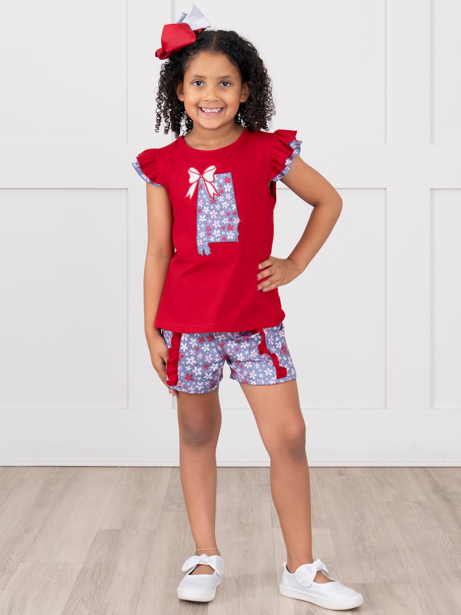 Alabama Embroidered Floral Ruffle Outfit - Marie Nicole Clothing