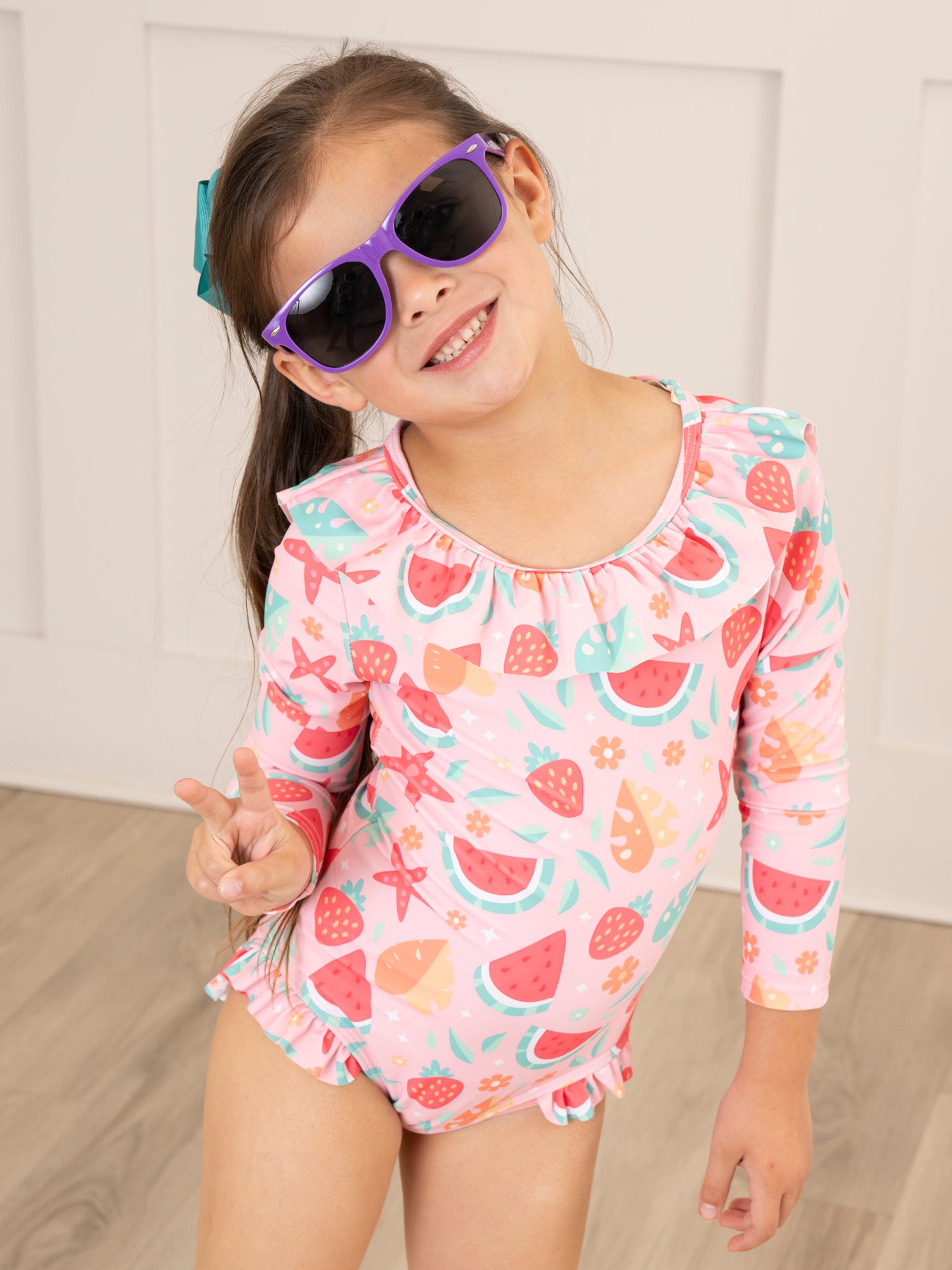 Strawberry Watermelon Ruffle Swimsuit - Marie Nicole Clothing