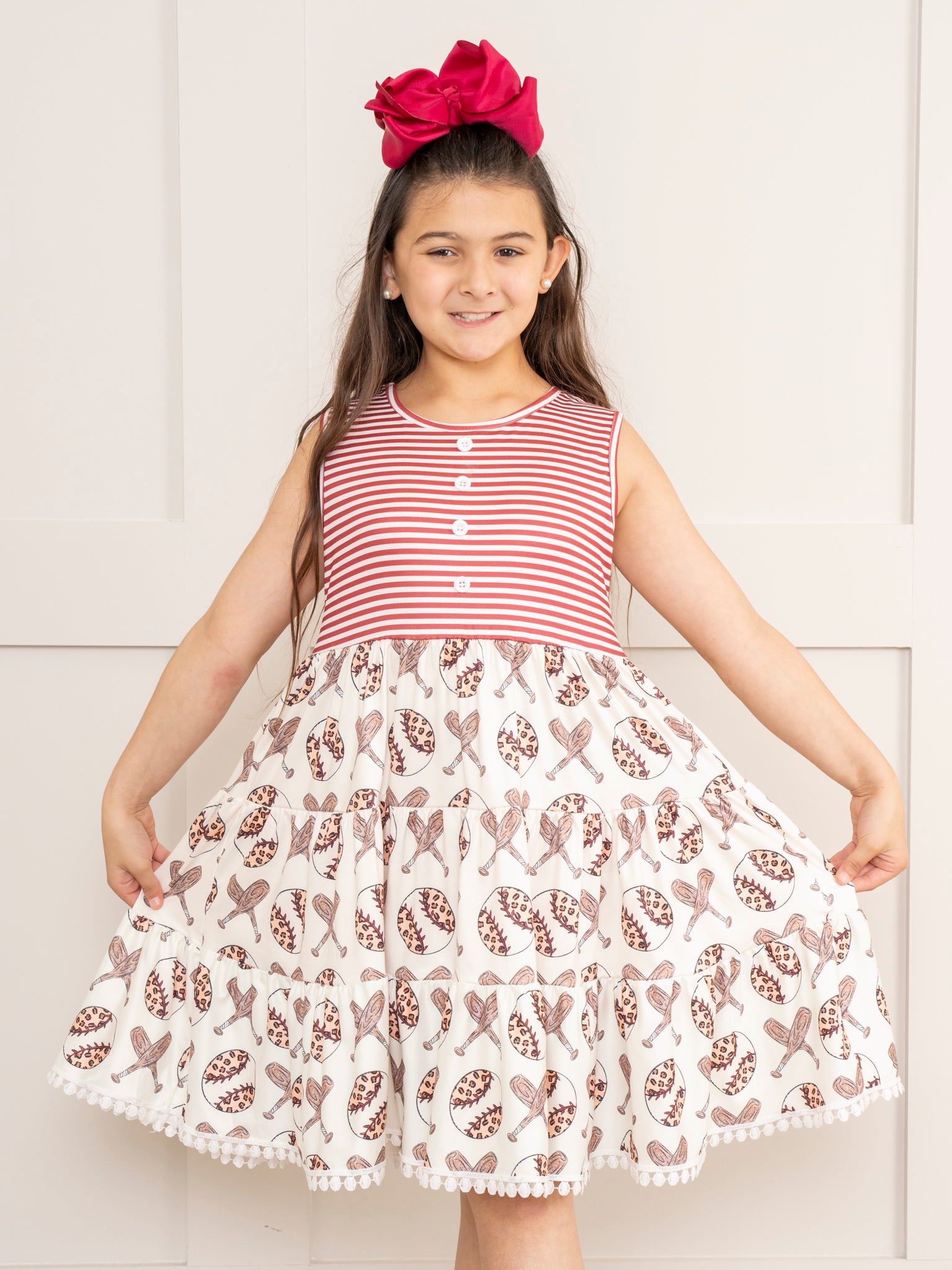 Rust Stripes Baseball Dress - Marie Nicole Clothing