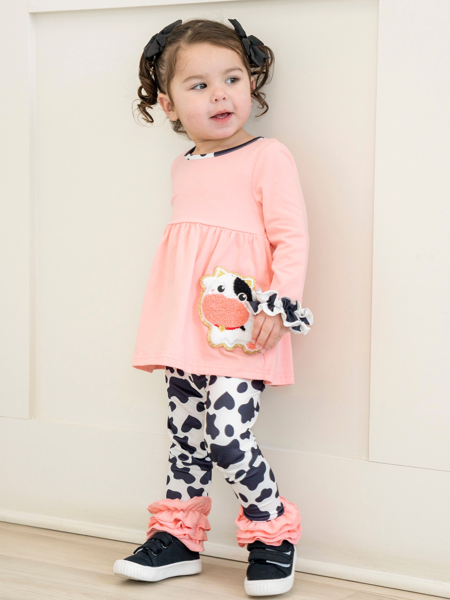 Coral Chenille Cow Outfit - Marie Nicole Clothing