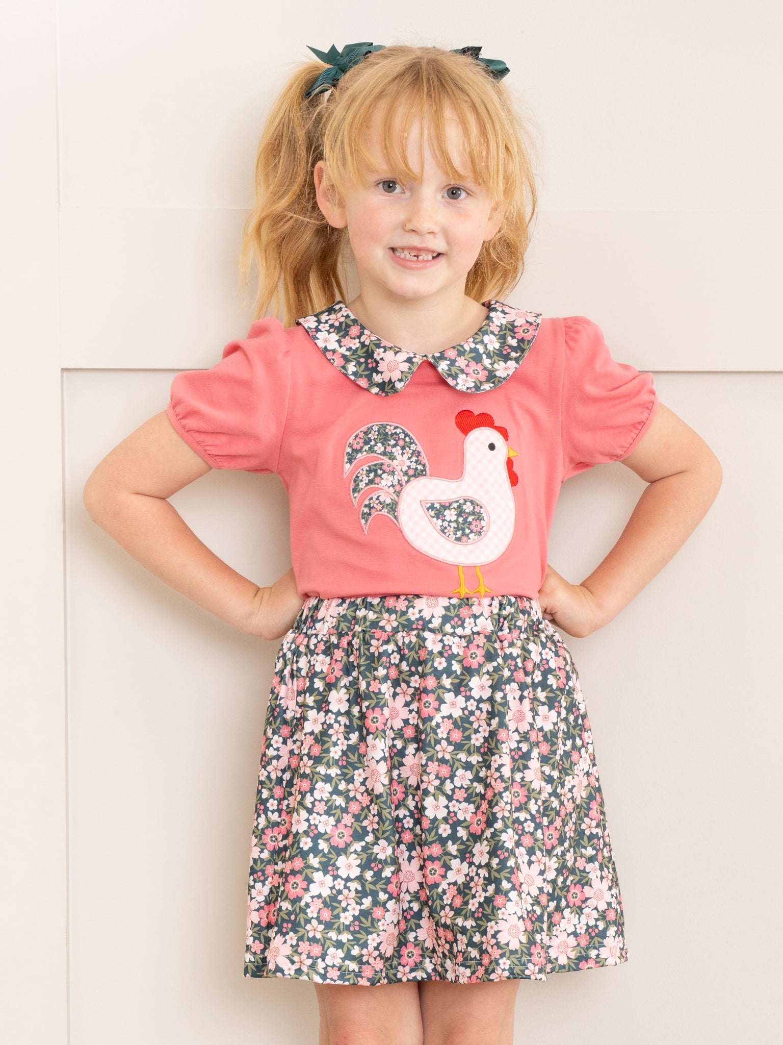 Rose Floral Embroidered Hen Outfit w/ Skirt - Marie Nicole Clothing