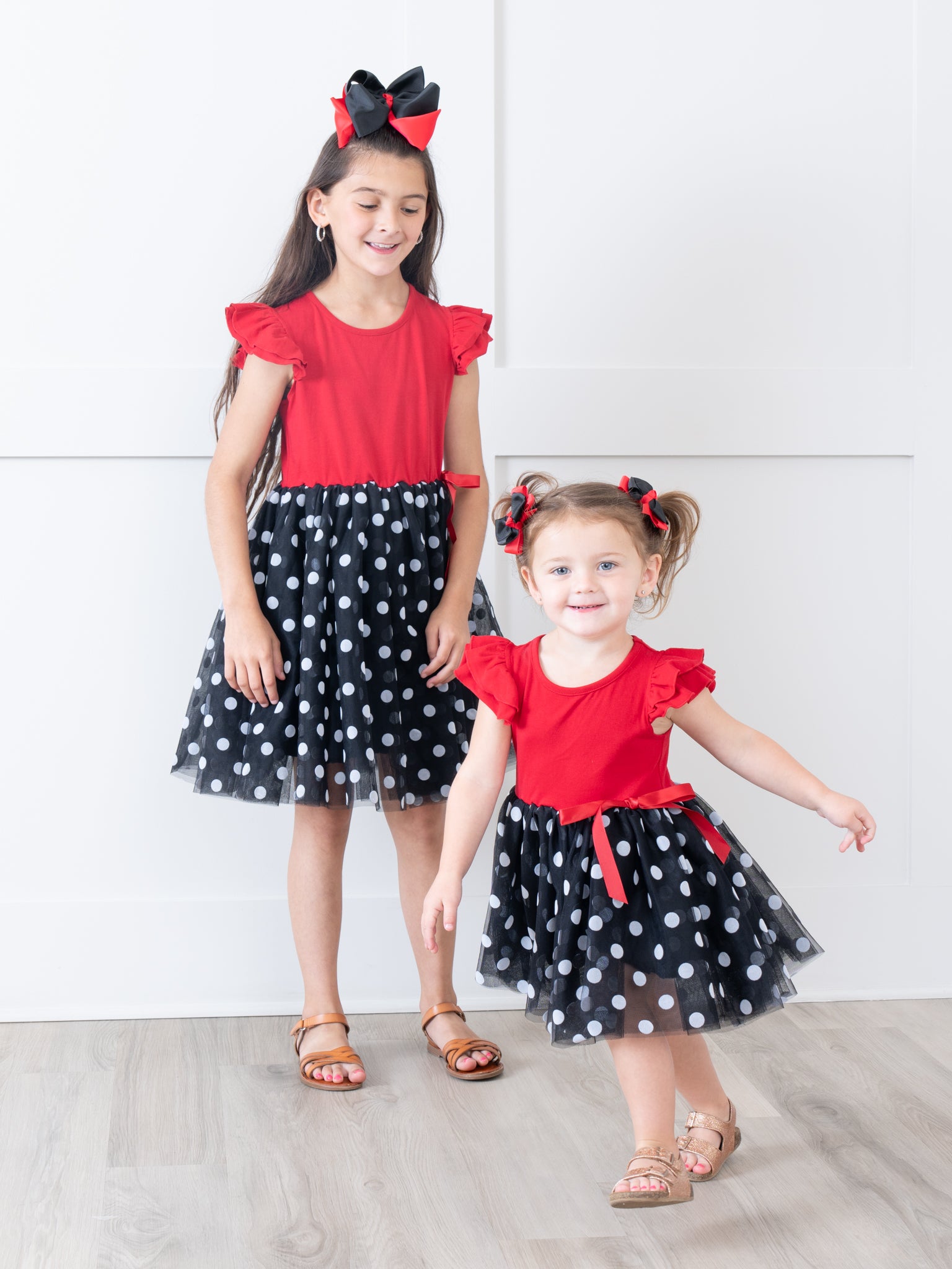 Red & Black Polka Dot Tulle Dress - Marie Nicole Clothing