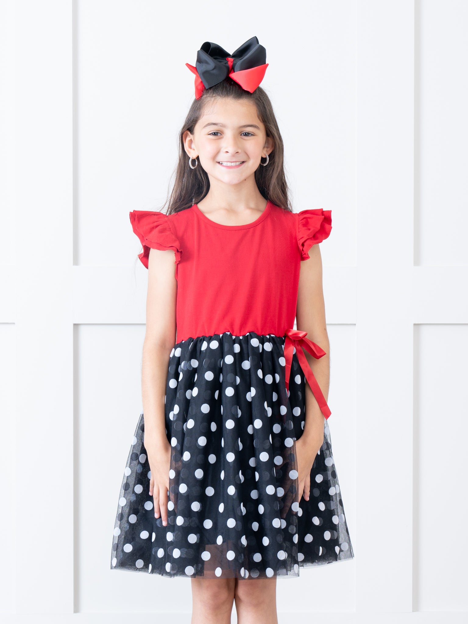 Red & Black Polka Dot Tulle Dress - Marie Nicole Clothing