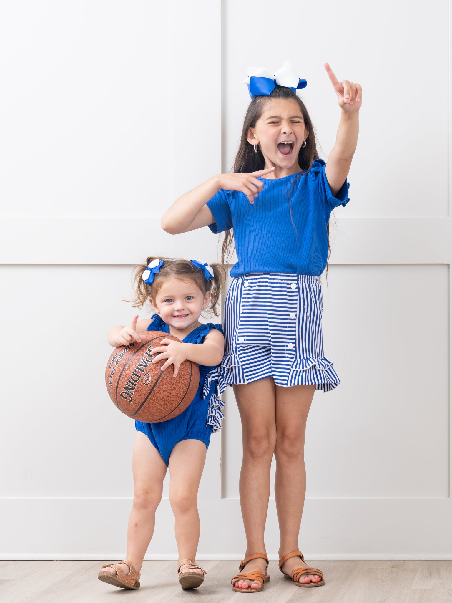 Blue & White Striped Ruffle Outfit - Marie Nicole Clothing