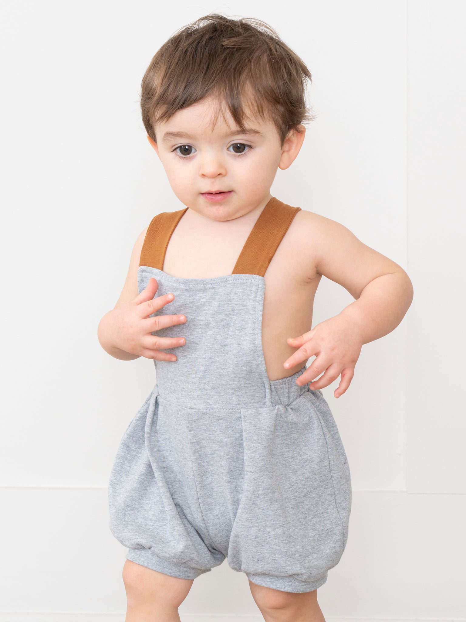 Pleated Overalls - Grey - Marie Nicole Clothing