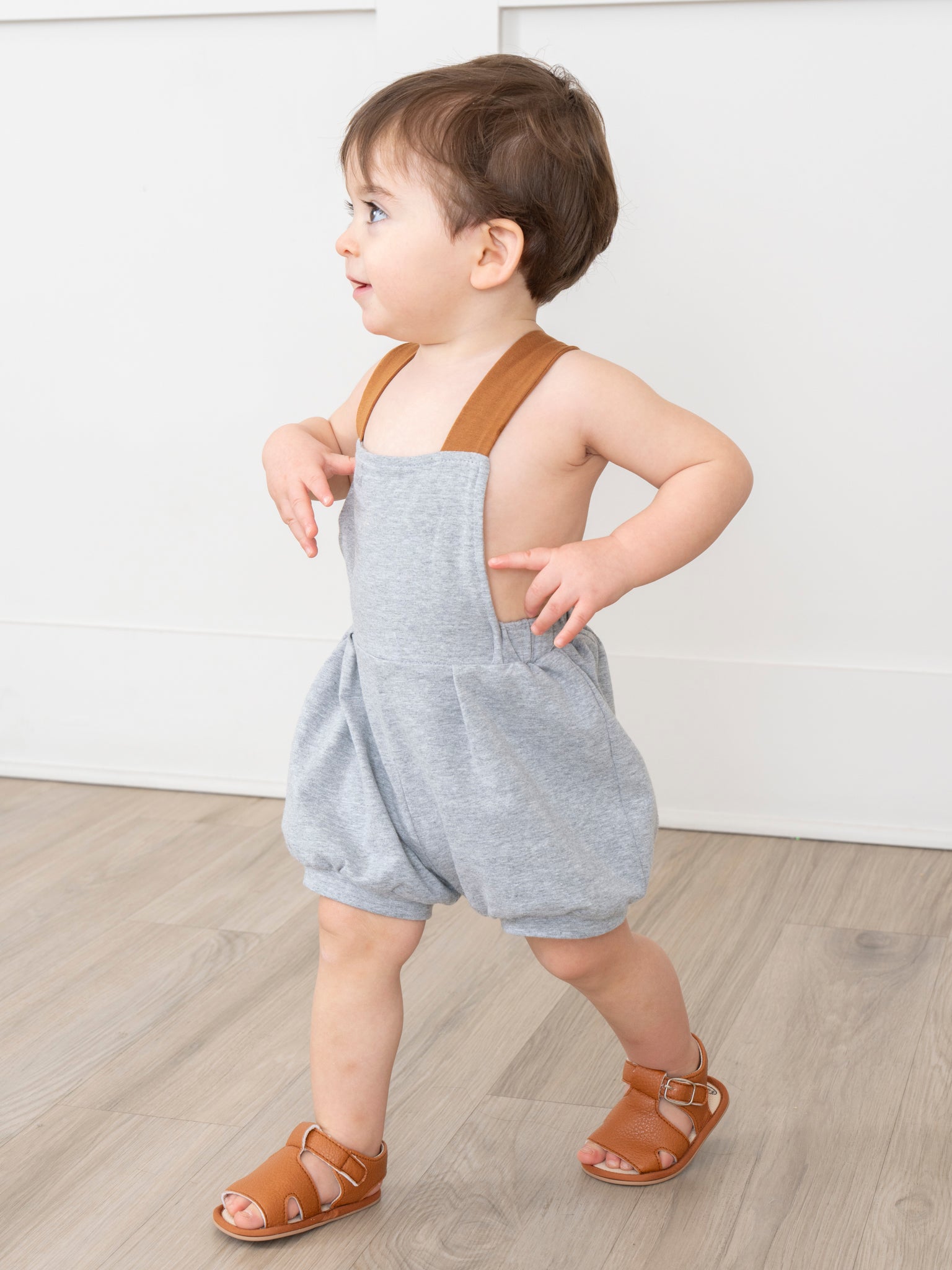 Pleated Overalls - Grey - Marie Nicole Clothing