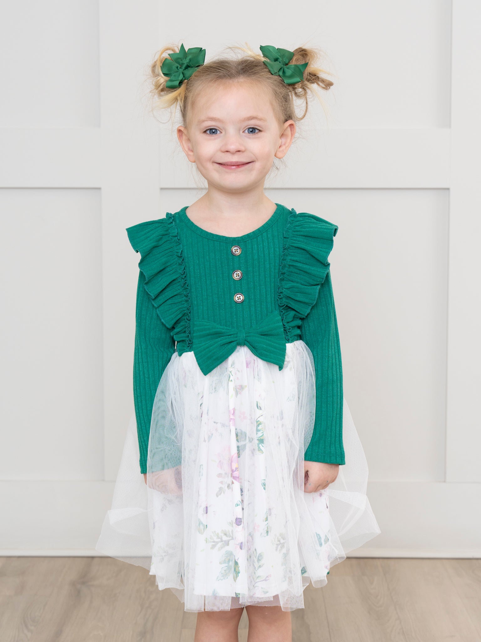 Green Garden Ruffle Tulle Dress - Marie Nicole Clothing