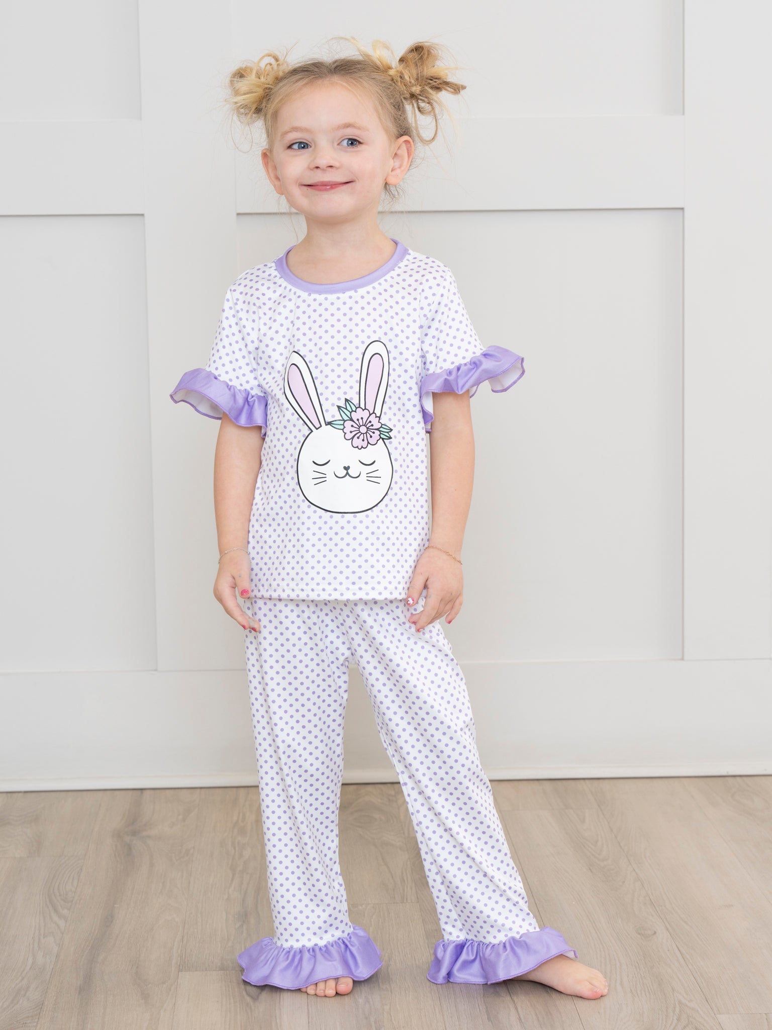 Purple Bunny Ruffle Pajamas - Marie Nicole Clothing