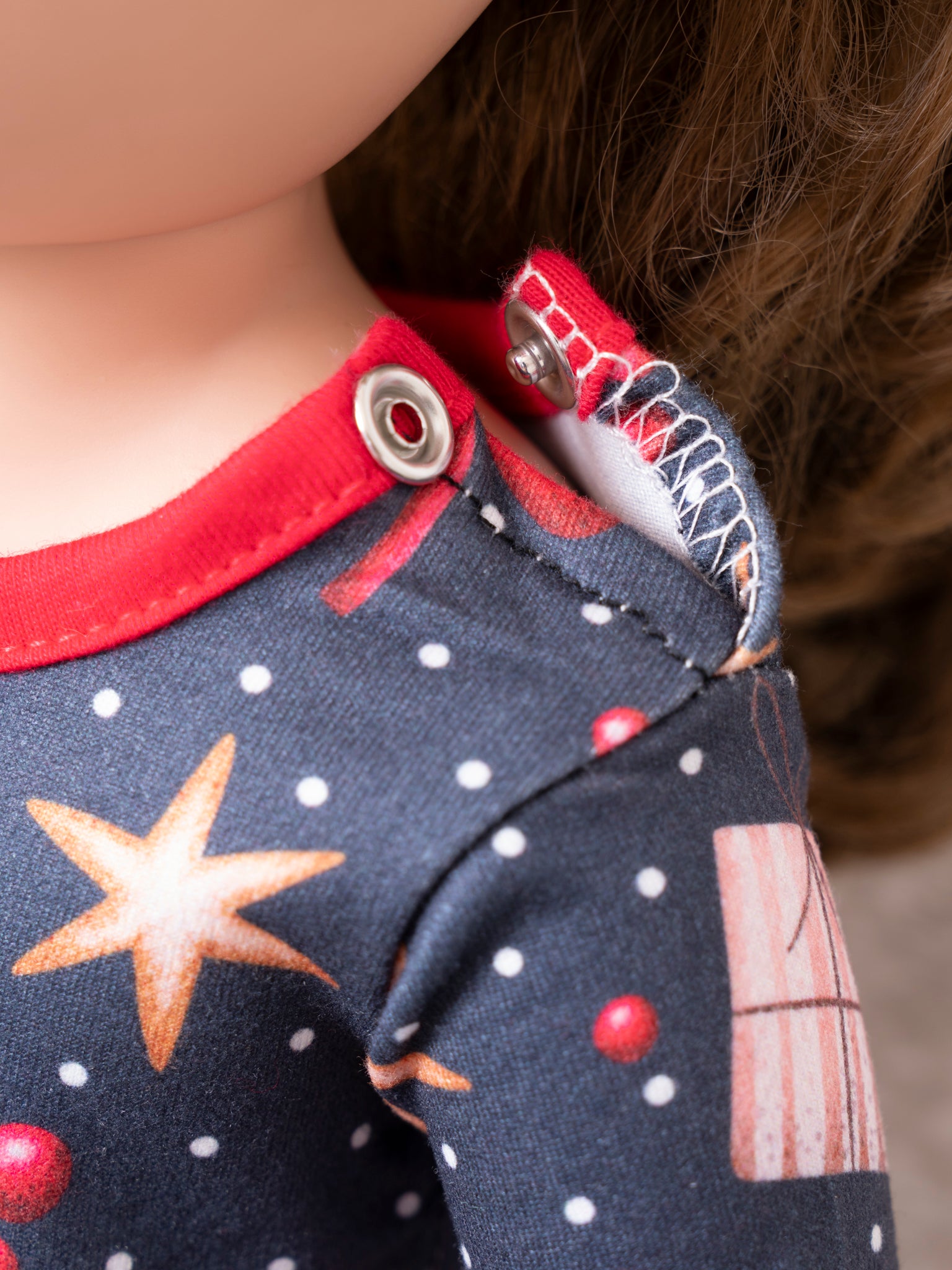 Red Trim Christmas Dreams Baby Doll Dress - Marie Nicole Clothing