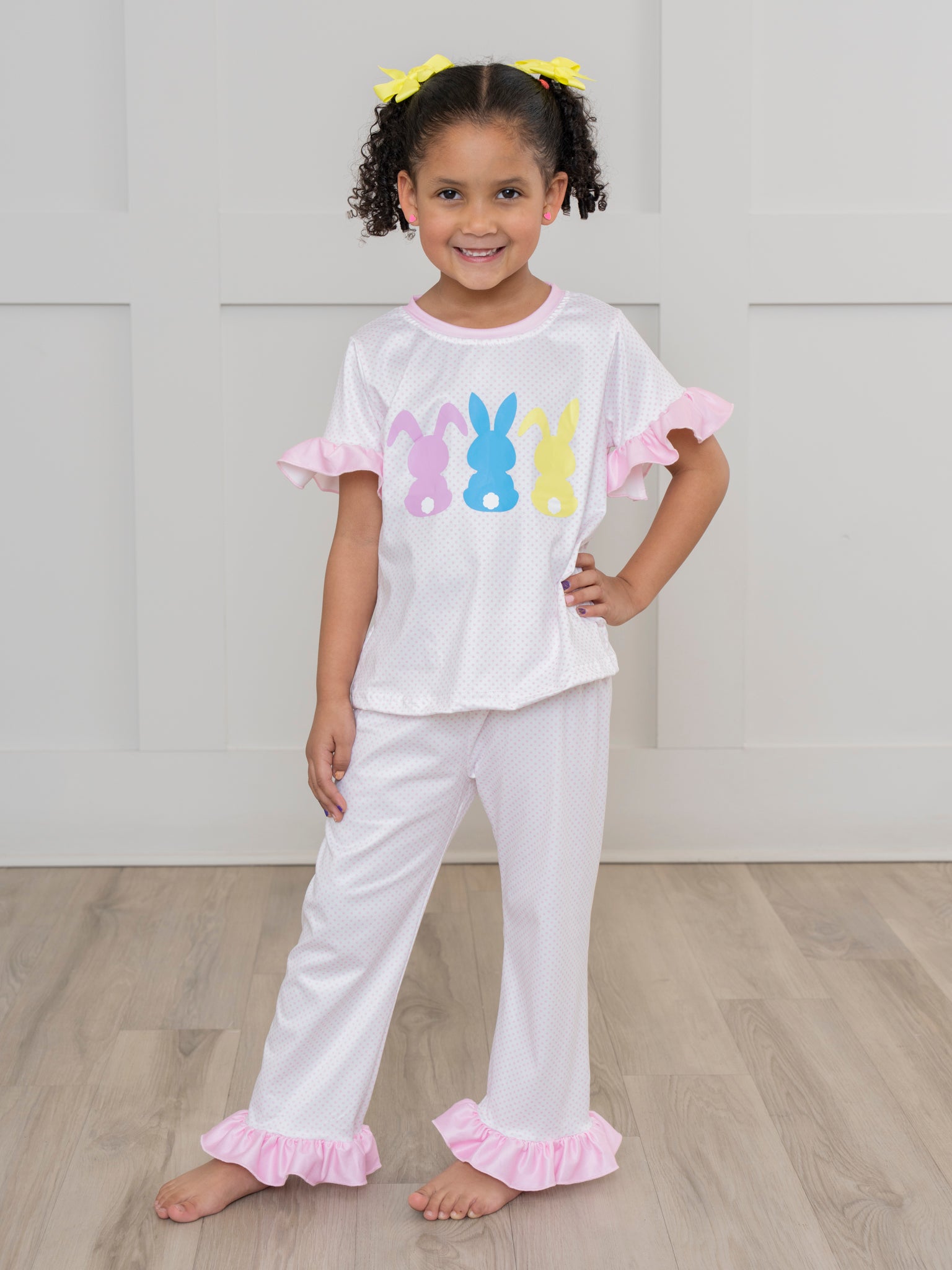 Pink Cottontail Ruffle Pajamas - Marie Nicole Clothing