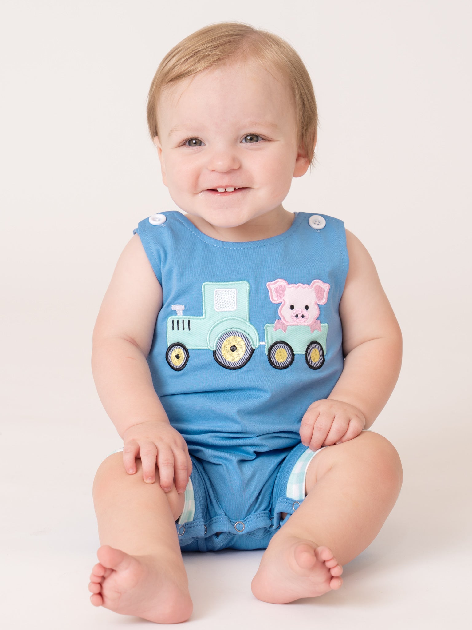 Tractor Tots Embroidered Bubble Romper - Marie Nicole Clothing