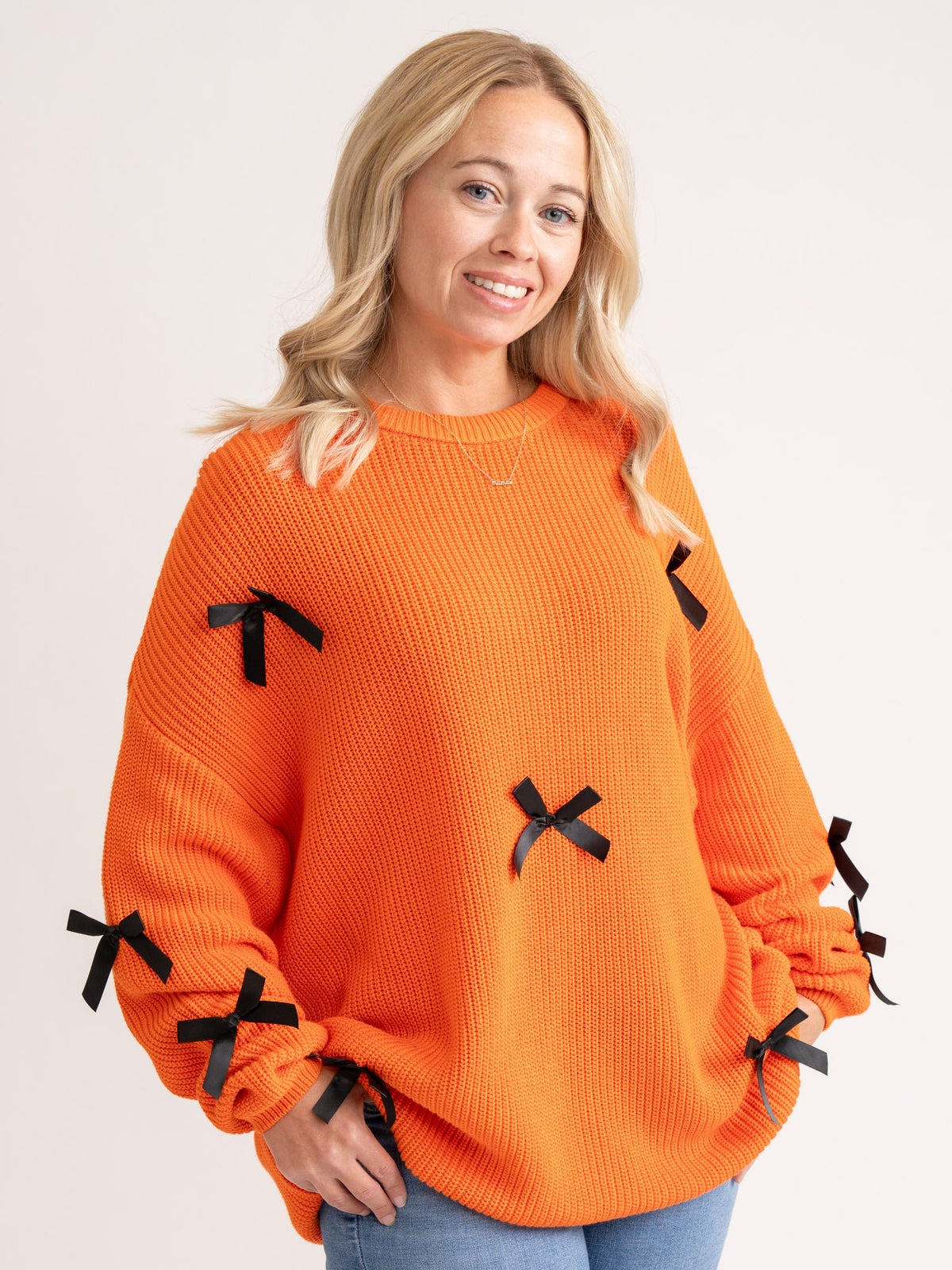 Mom & Me Bow-tiful Halloween Sunset Oversized Tunic Sweater - Marie Nicole Clothing