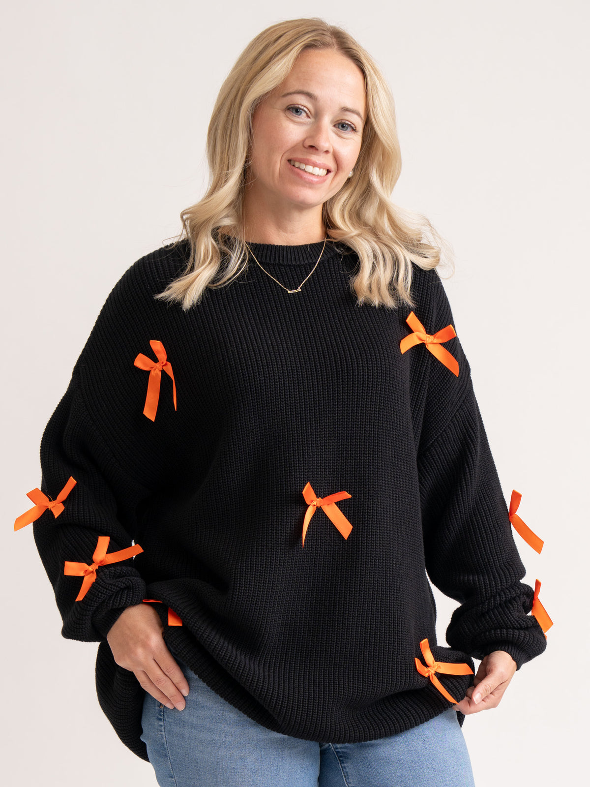 Mom & Me Bow-tiful Halloween Night Oversized Tunic Sweater - Marie Nicole Clothing