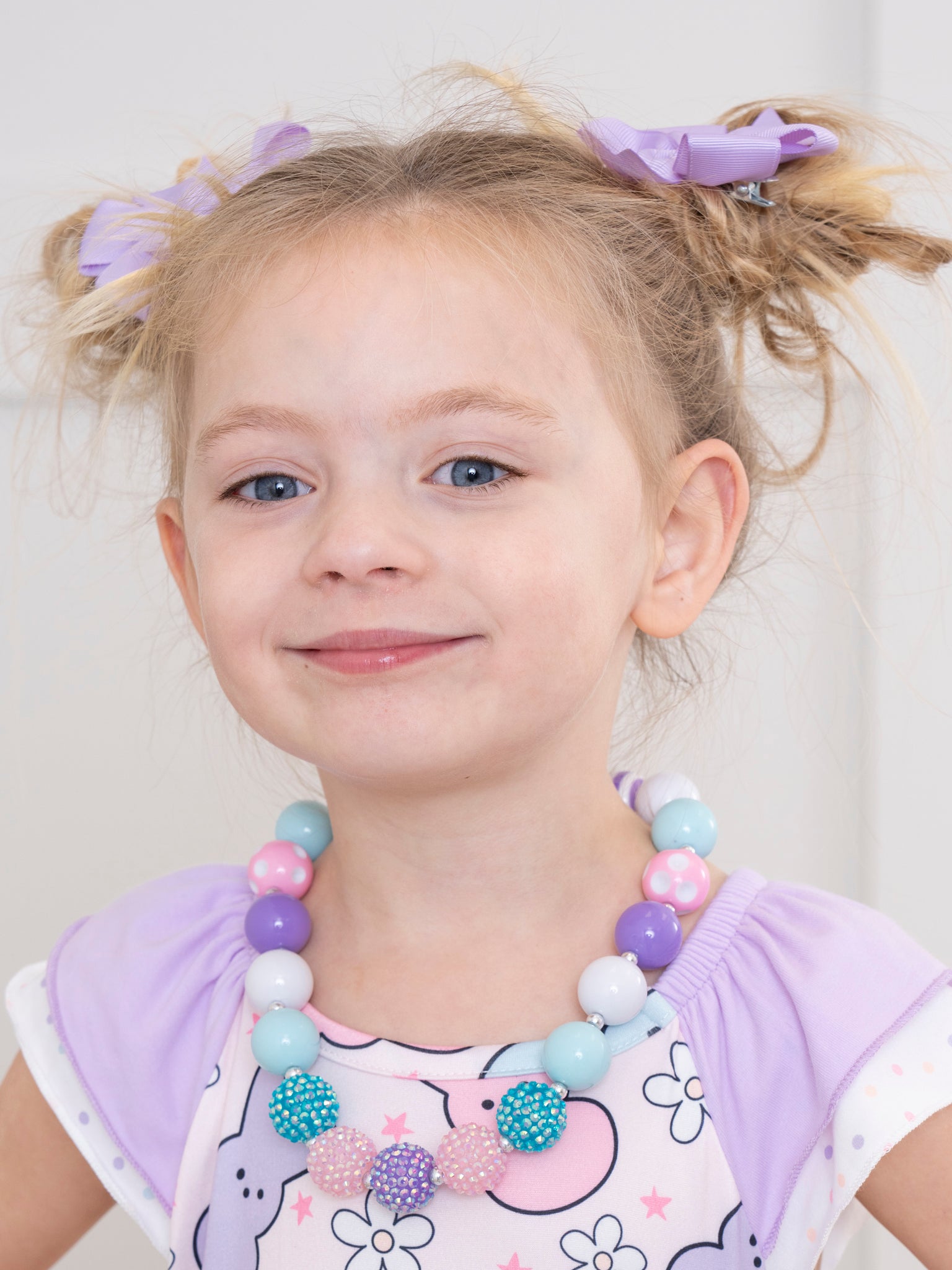 Purple Stripes & Blue Sparkle Bubblegum Necklace - Marie Nicole Clothing