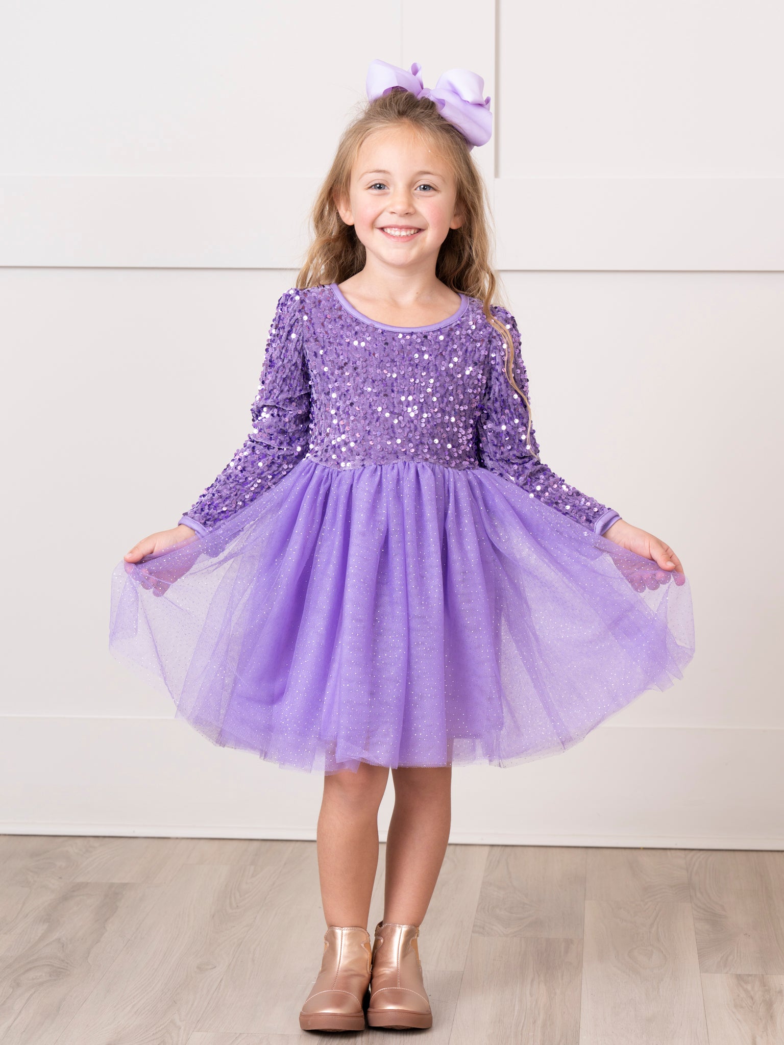 Sparkle Party Long Sleeve Tulle Dress - Marie Nicole Clothing