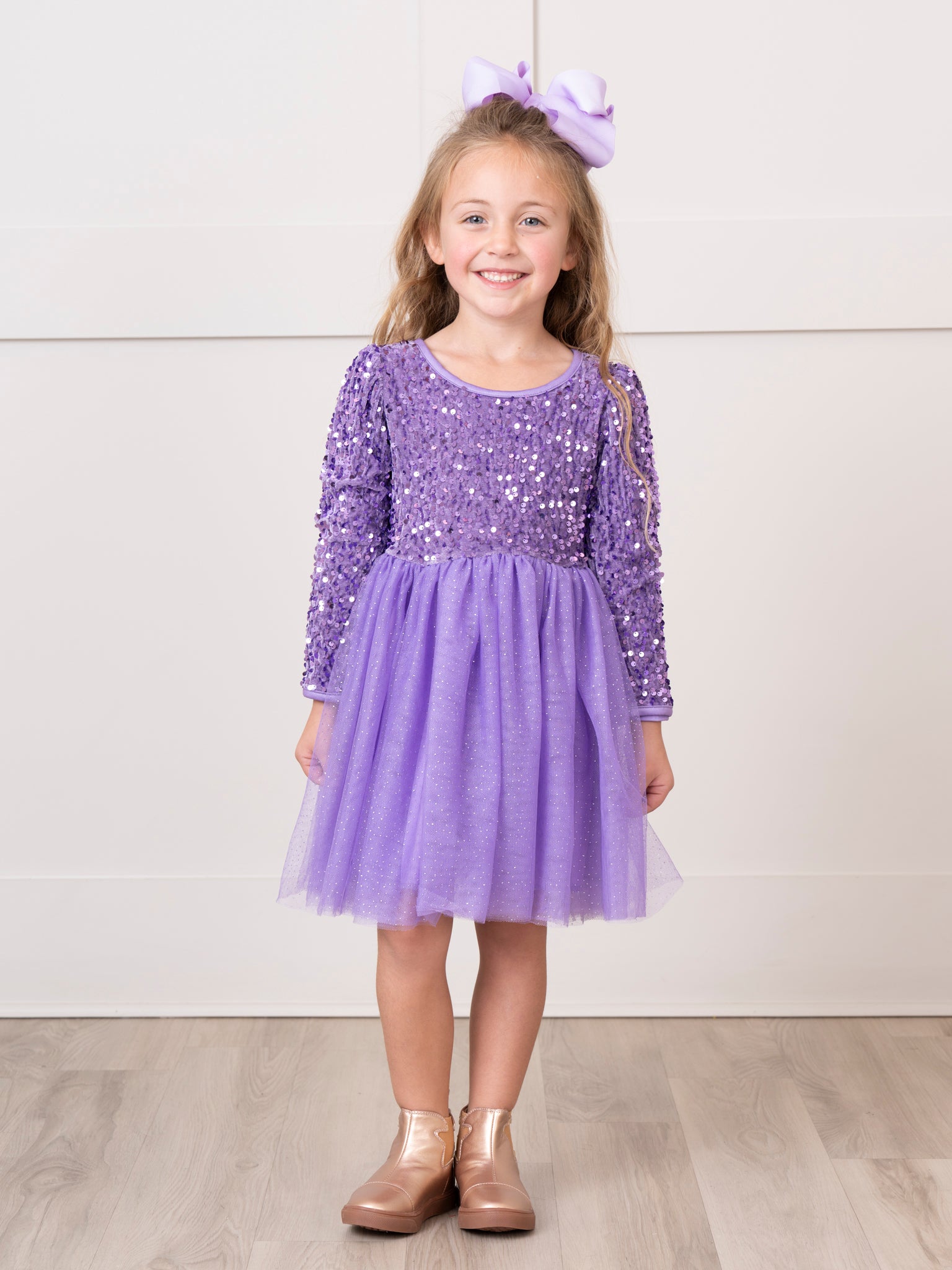 Sparkle Party Long Sleeve Tulle Dress - Marie Nicole Clothing