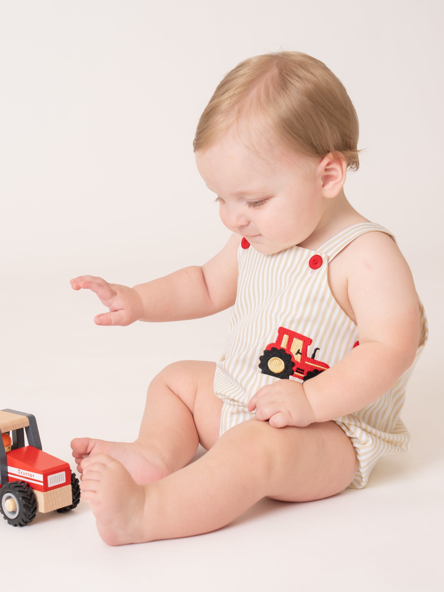 Embroidered Tractor 100% Cotton Johnny - Marie Nicole Clothing