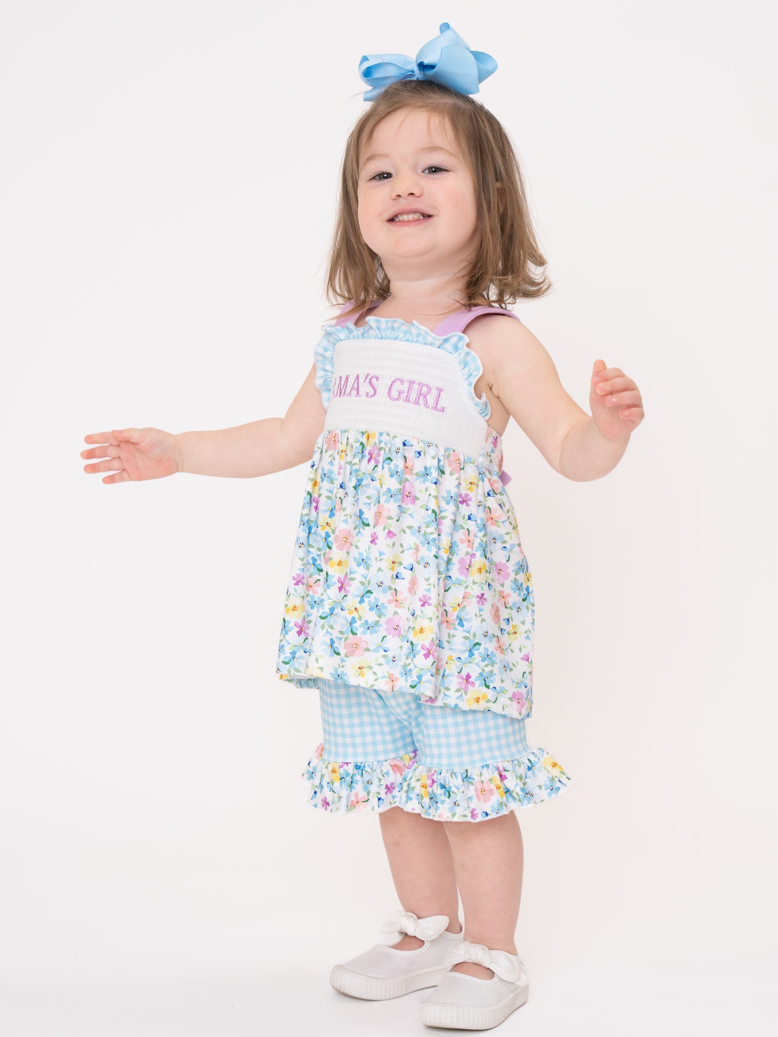 MAMA'S GIRL Petal Hem Smocked Ruffle Outfit - Marie Nicole Clothing