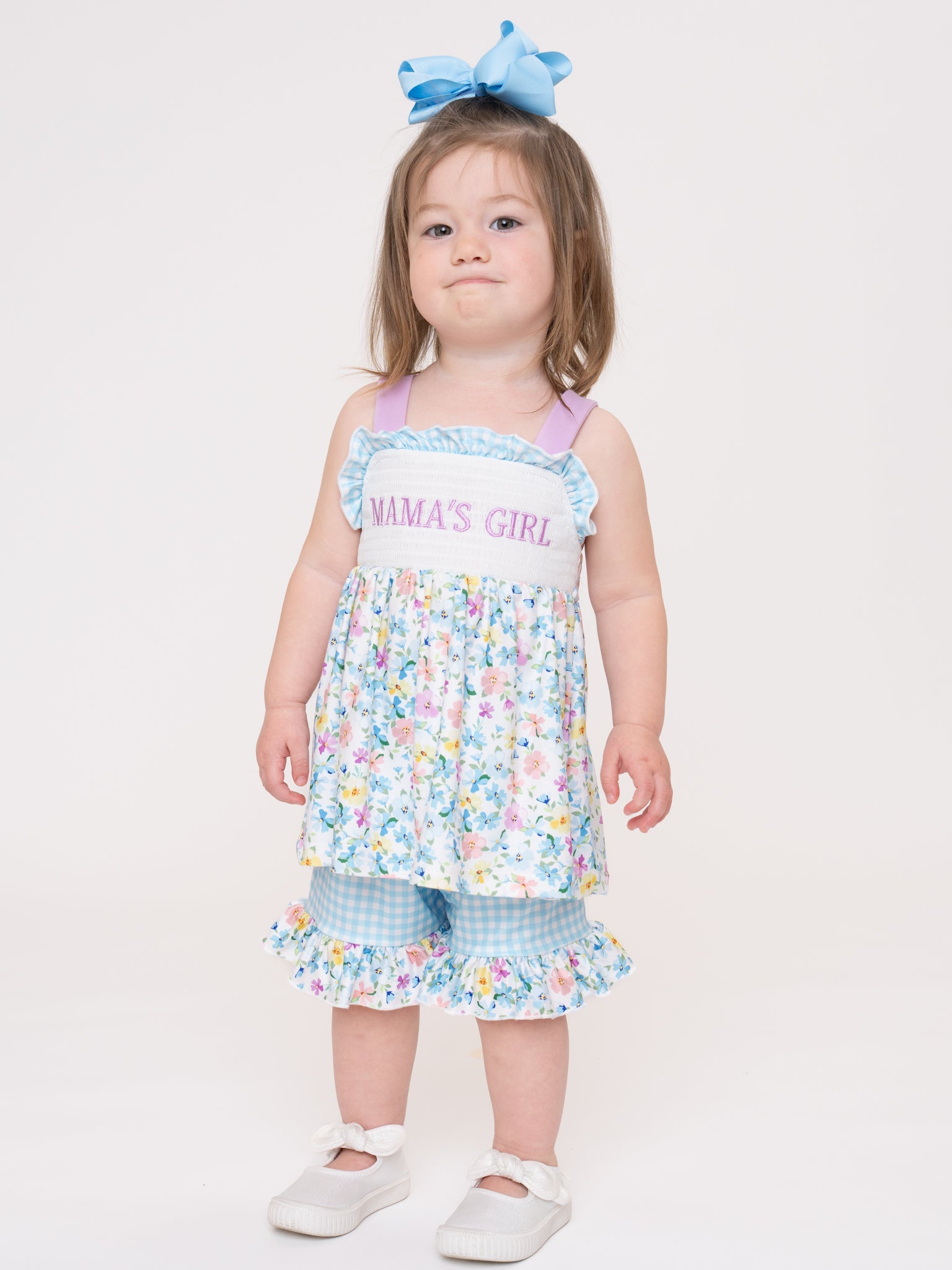 MAMA'S GIRL Petal Hem Smocked Ruffle Outfit - Marie Nicole Clothing