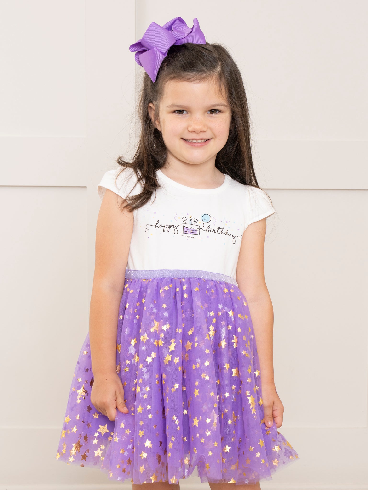 Purple & Gold Birthday Sparkle Tulle Dress - Marie Nicole Clothing