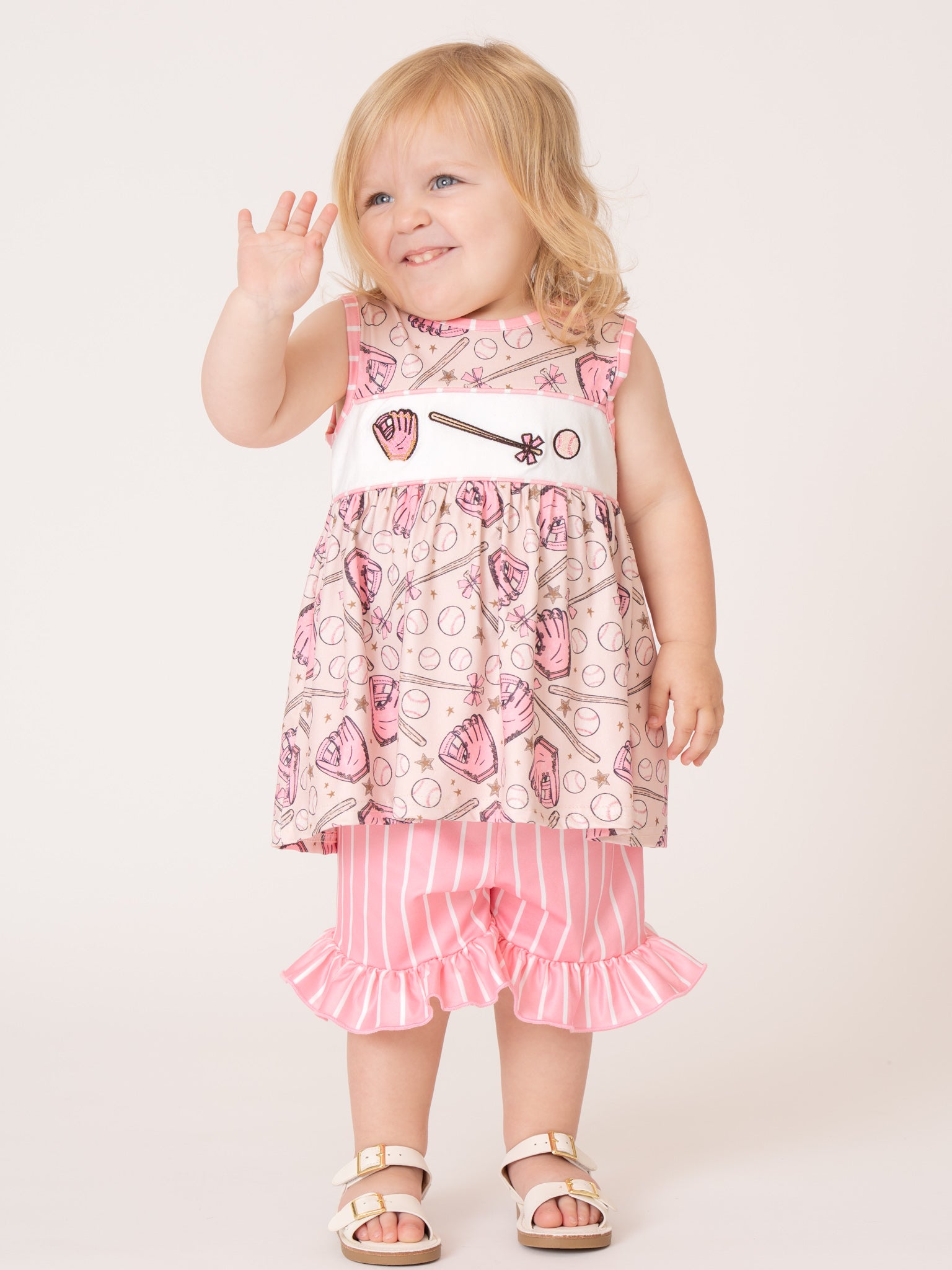 Baseball Swing Time Embroidered Ruffle Outfit - Marie Nicole Clothing