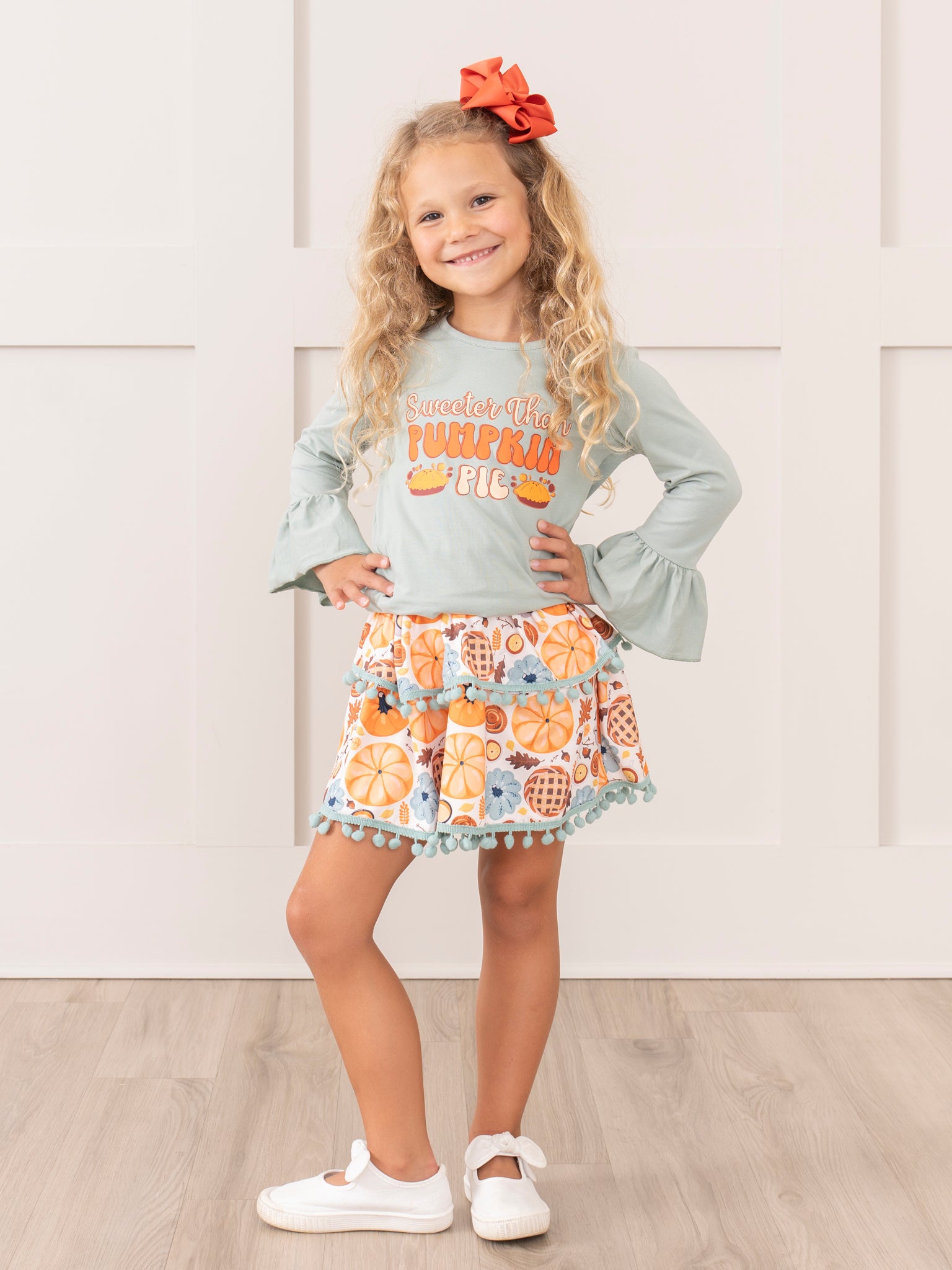 Mint "Sweet as Pumpkin Pie" Ruffle Outfit w/ Skirt - Marie Nicole Clothing