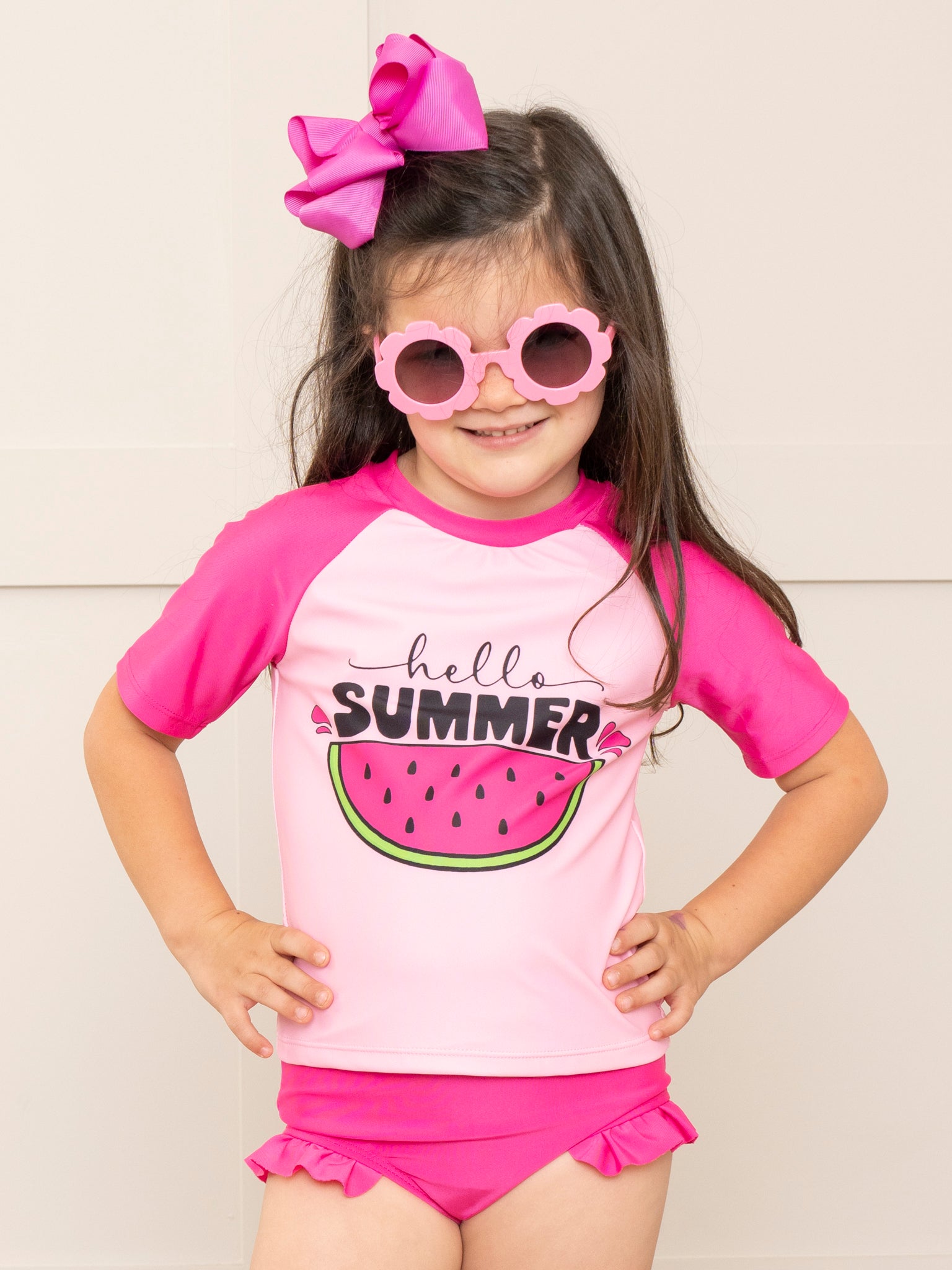 Watermelon Summer Rashguard Ruffle Swimsuit - Marie Nicole Clothing