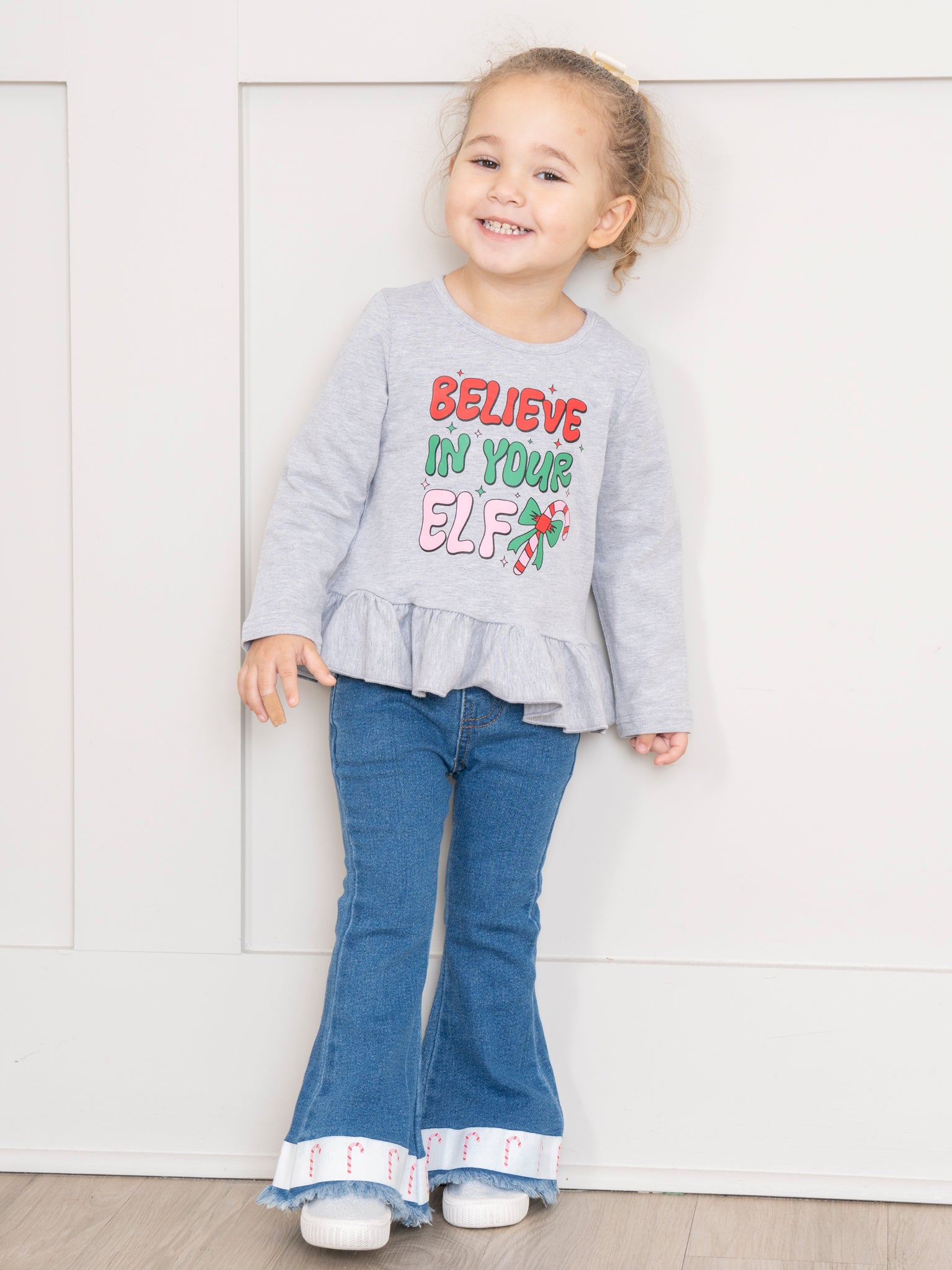 Grey Elf Denim Bell Bottoms Outfit - Marie Nicole Clothing
